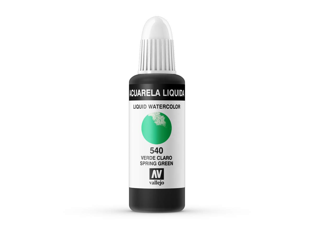 Vallejo Liquid Watercolor Paint - Spring Green (32ml) | Premium Water-Based Art Paint for Artists, Hobbyists & Students | Perfect for Watercolor Painting, Calligraphy & Mixed Media Art Projects
