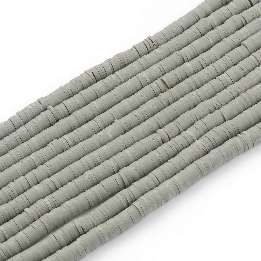 3600pcs Light Gray Polymer Clay Beads - 6mm Flat Round Spacer Beads for Jewelry Making, 10 Strands Heishi Beads for DIY Bracelets, Necklaces & Earrings - Perfect for Crafting, Gifts and Boho Style Accessories