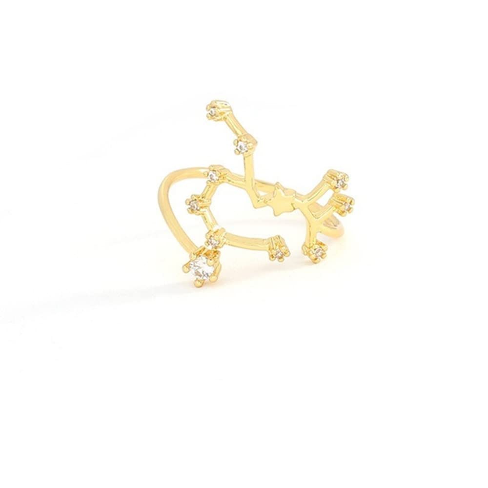 12K Gold Zodiac Sign Rings for Women - Adjustable Horoscope Constellation Rings - Best Friend Birthday Gift for Her - Perfect for Astrology Lovers & Party Favors