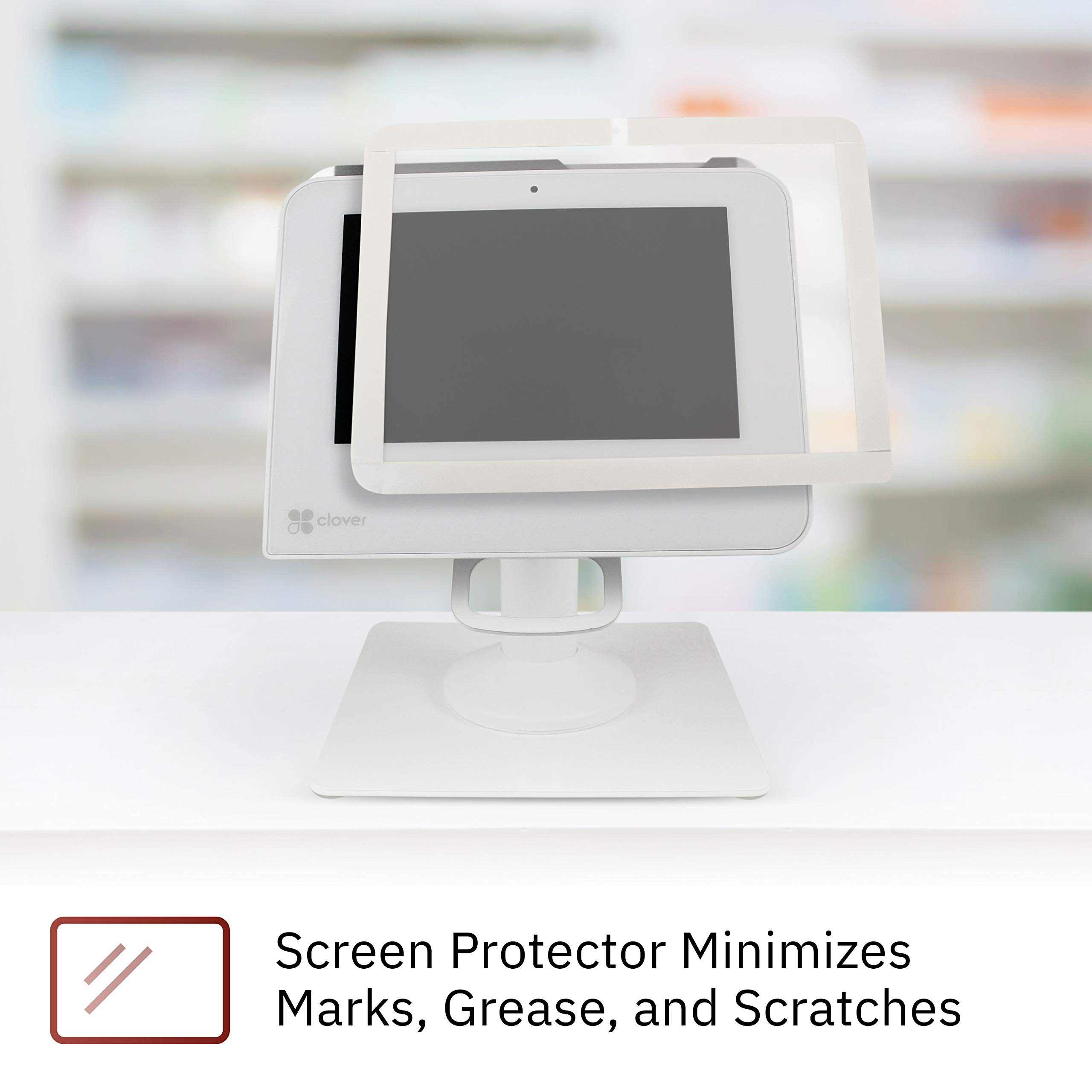 DCCStands Freestanding Swivel & Tilt Clover Mini/Clover Mini 3 Terminal Stand with 10 Rolls Thermal Paper & Screen Protector - Perfect for Coffee Shops, Restaurants, and Retail POS Systems
