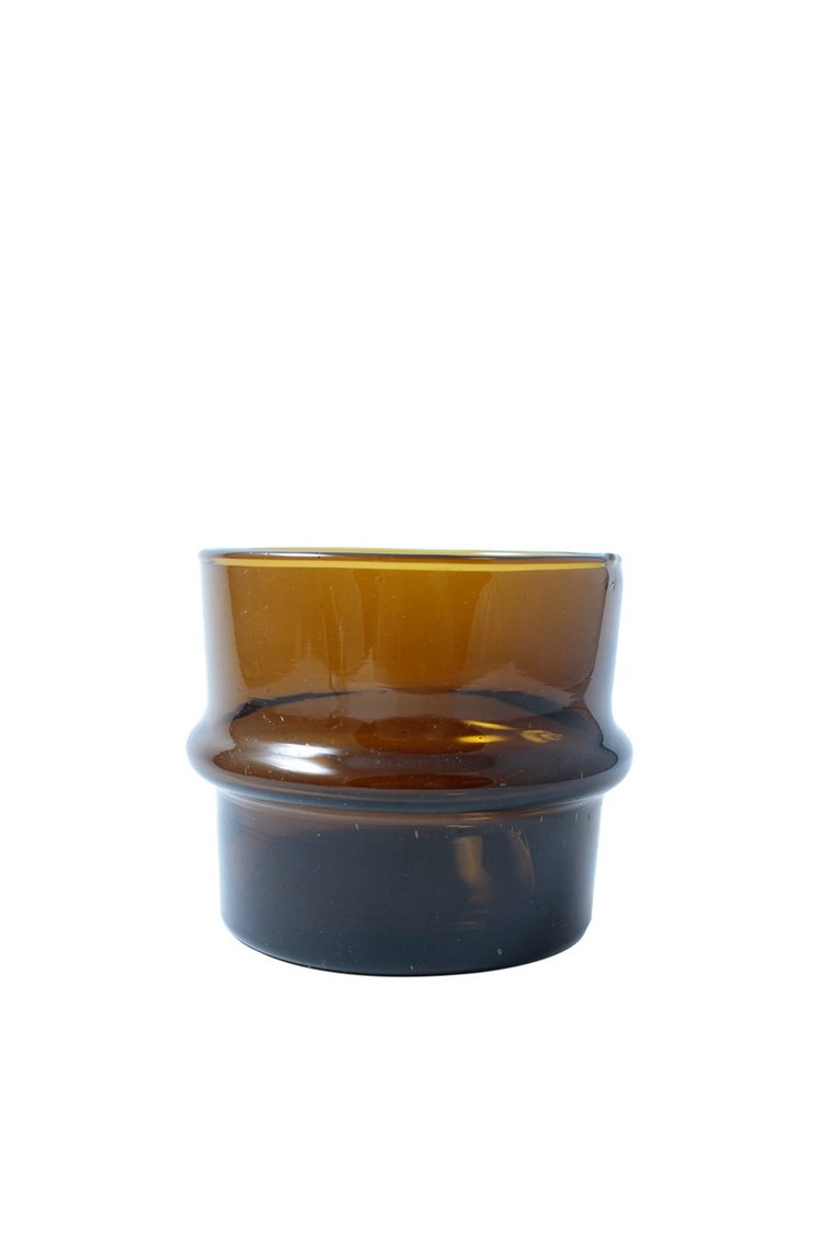 Handmade Moroccan Mouthblown Beldi Glass Tumblers - Set of 4 Amber Drinking Glasses for Tea, Coffee & Moroccan Mint Tea Ceremony | Elegant Middle Eastern Home Decor & Gift Idea