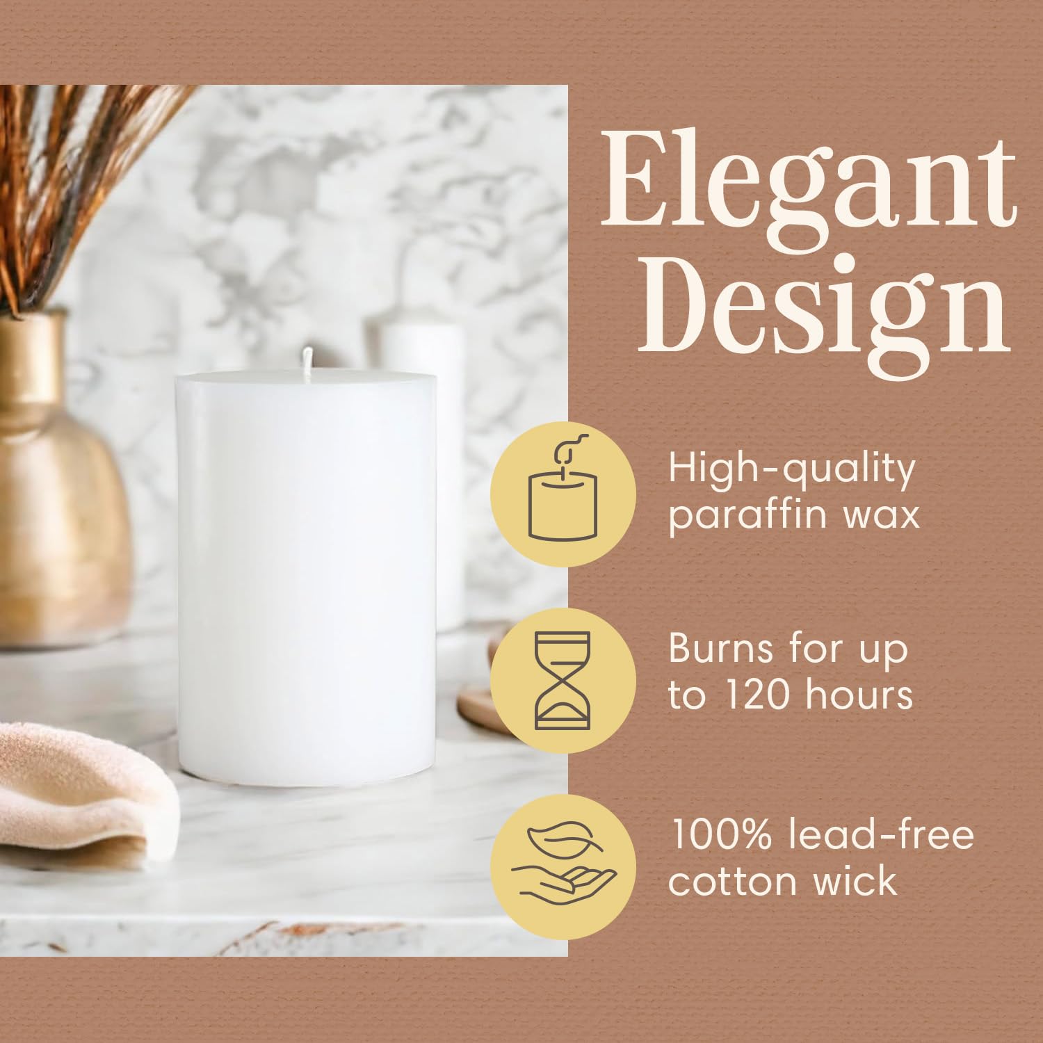 Premium Unscented White Pillar Candle 4x6 Inches - Hand-Poured Pure Wax for Elegant Home Decor, Weddings & Relaxation - Smokeless, Dripless, 120-Hour Burn Time - Perfect for Dining Tables, Spa Rooms & Meditation Spaces