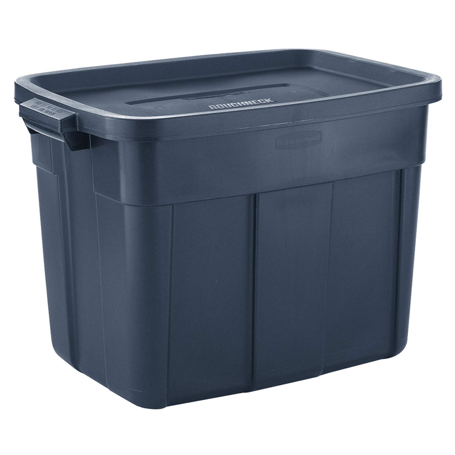 Rubbermaid Roughneck 18 Gallon Heavy-Duty Plastic Storage Bins with Latching Lids - 12 Pack Dark Indigo Metallic Totes for Home, Office & Garage Organization | Perfect for Seasonal Decor, Toys & Tool Storage