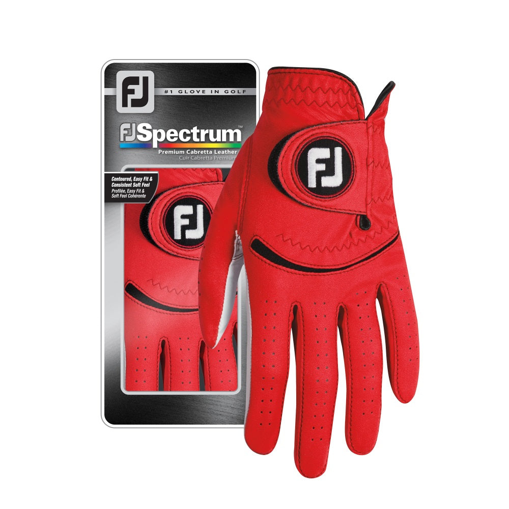 Footjoy FJ Spectrum Golf Gloves for Men & Women - Premium Leather Golfing Glove (Red) - Perfect for Driving Range, Course Play & Tournament Use