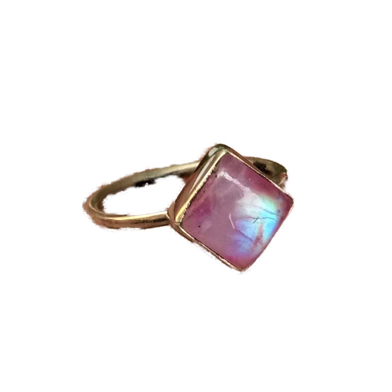 925 Sterling Silver Pink Moonstone Ring – Elegant Cushion Statement Ring for Engagement, Stacking, Healing & Meditation | Perfect Promise, Love Stone & Bridesmaid Jewelry | Ideal for Boho Weddings, Spiritual Gifts & Everyday Wear