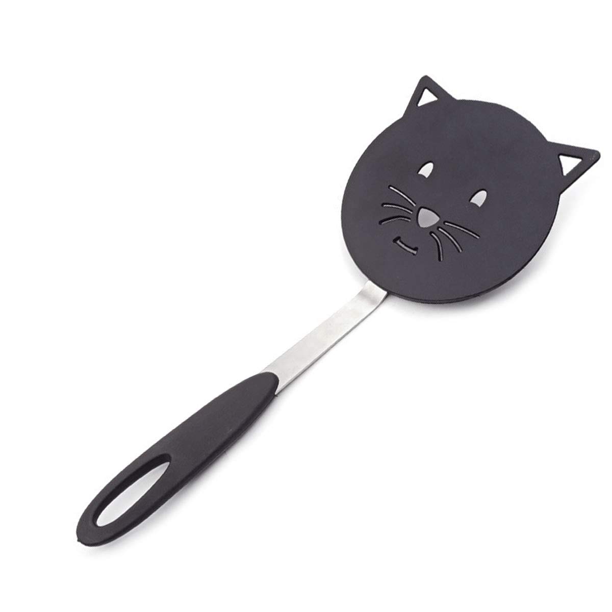 Heat-Resistant Nylon Turner Spatula with Cute Cat Shape - Safe for Non-Stick Cookware, Stainless Steel Bracket - Perfect for Cooking Eggs, Pancakes, Fried Rice & Fish - Ideal for Home Kitchen, Breakfast Making & Asian Cuisine