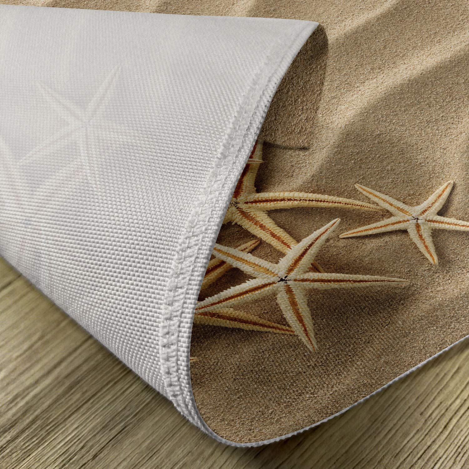 Ambesonne Starfish Place Mats Set of 4 - Coastal Christmas Tree Shell Design Washable Fabric Table Mats for Dining Room & Kitchen Decor in Pale Brown | Perfect for Beach House, Summer Parties & Holiday Gatherings