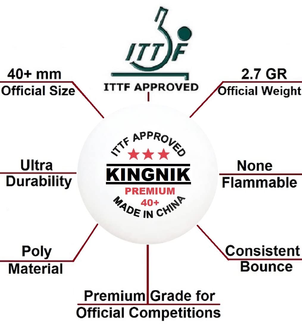 KINGNIK Premium 40+ 3-Star ITTF Approved Table Tennis Balls - Official Competition Ping Pong Balls for Tournaments & Training - Perfect for Home, Club, and Professional Play