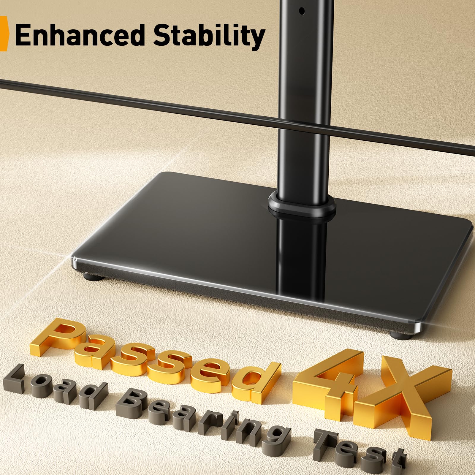 Perlegear Universal Swivel TV Stand for 24-60 inch TVs up to 45kg - Height Adjustable Table Top TV Mount with Tempered Glass Base - Max VESA 400x400mm Bracket - Perfect for Living Room, Bedroom & Office Setup