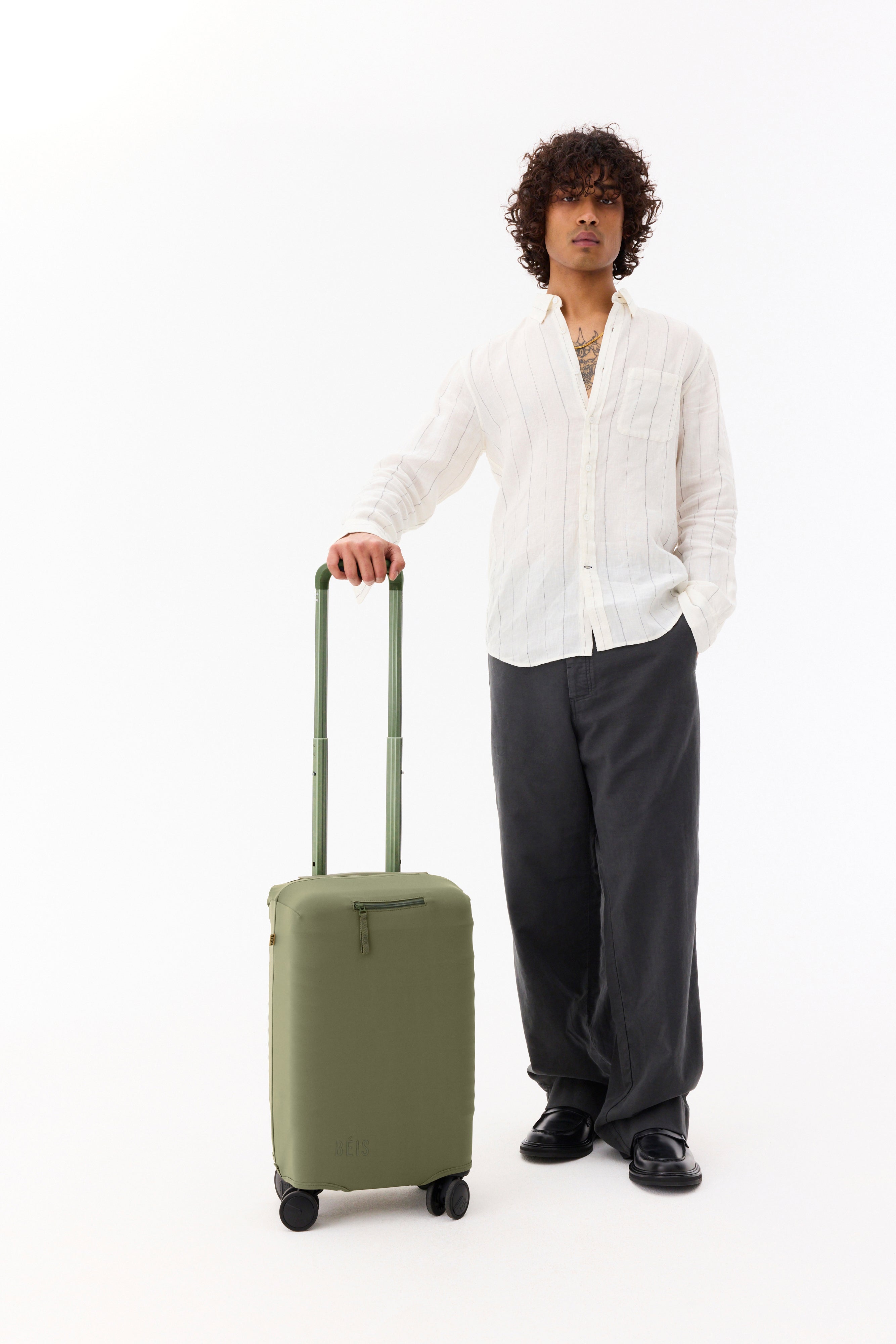Olive Small Carry-On Luggage Cover - Waterproof & Durable Travel Suitcase Protector for Airplane, Train & Business Trips