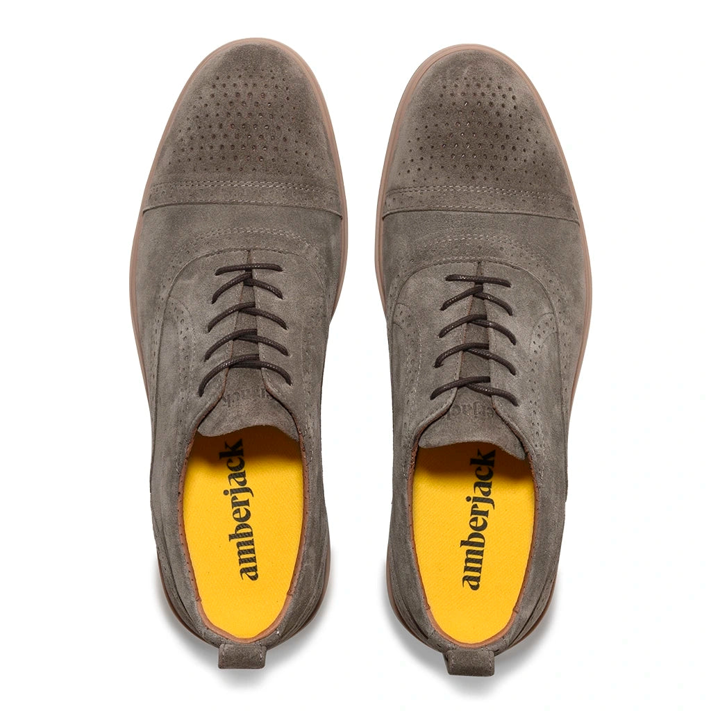 Premium Slate Cap Toe Dress Shoes for Men - Classic Oxford Style for Business, Formal & Wedding Occasions