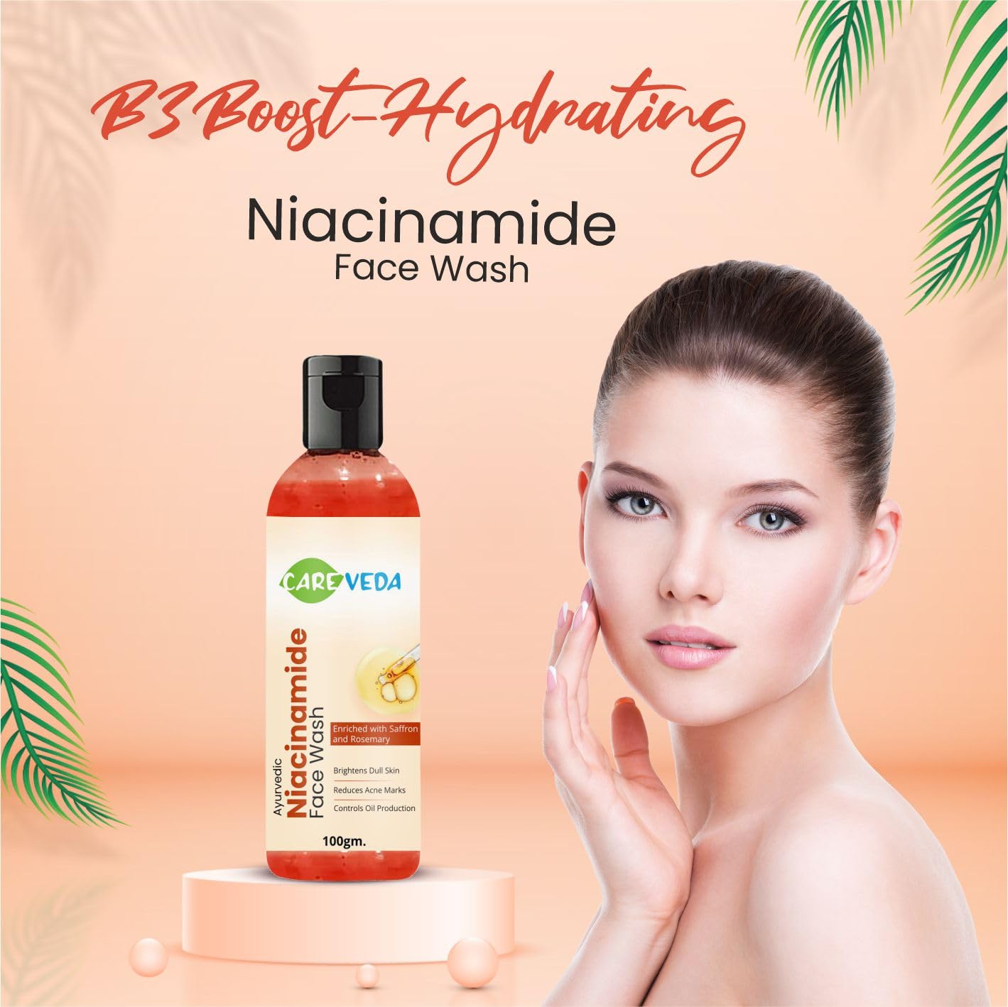 CareVeda Ubtan Face Wash & Niacinamide Face Wash Combo Set of 2 - Brightening & Exfoliating Facial Cleanser for Glowing Skin - Perfect for Daily Skincare Routine & Acne-Prone Skin