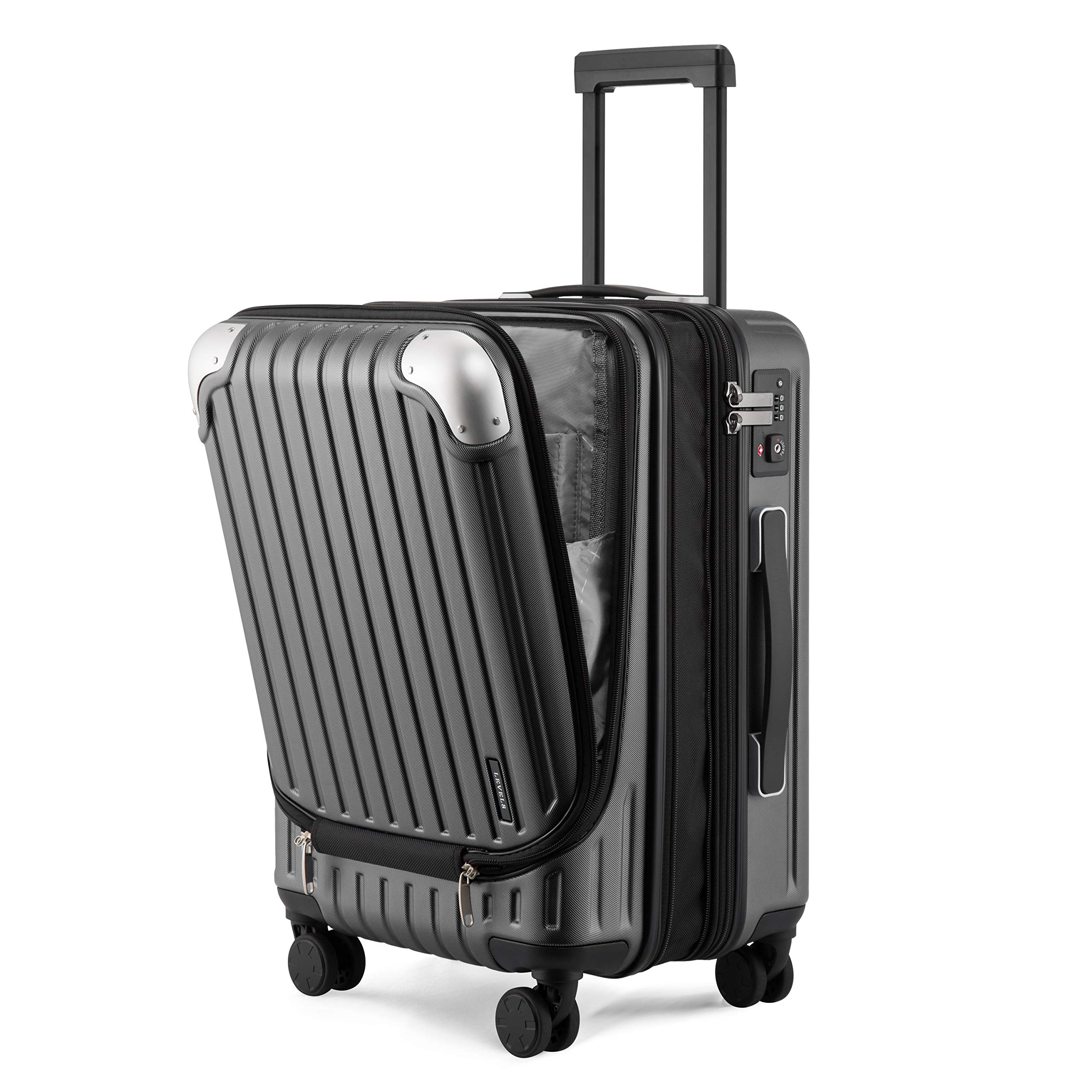 LEVEL8 Grace 20 Inch Expandable Hardside Carry On Luggage - TSA Lock, 360° Spinner Wheels, ABS+PC Durable Shell, Lightweight Suitcase for Travel (Grey) | Perfect for Business Trips, Weekend Getaways & Airplane Cabin Storage