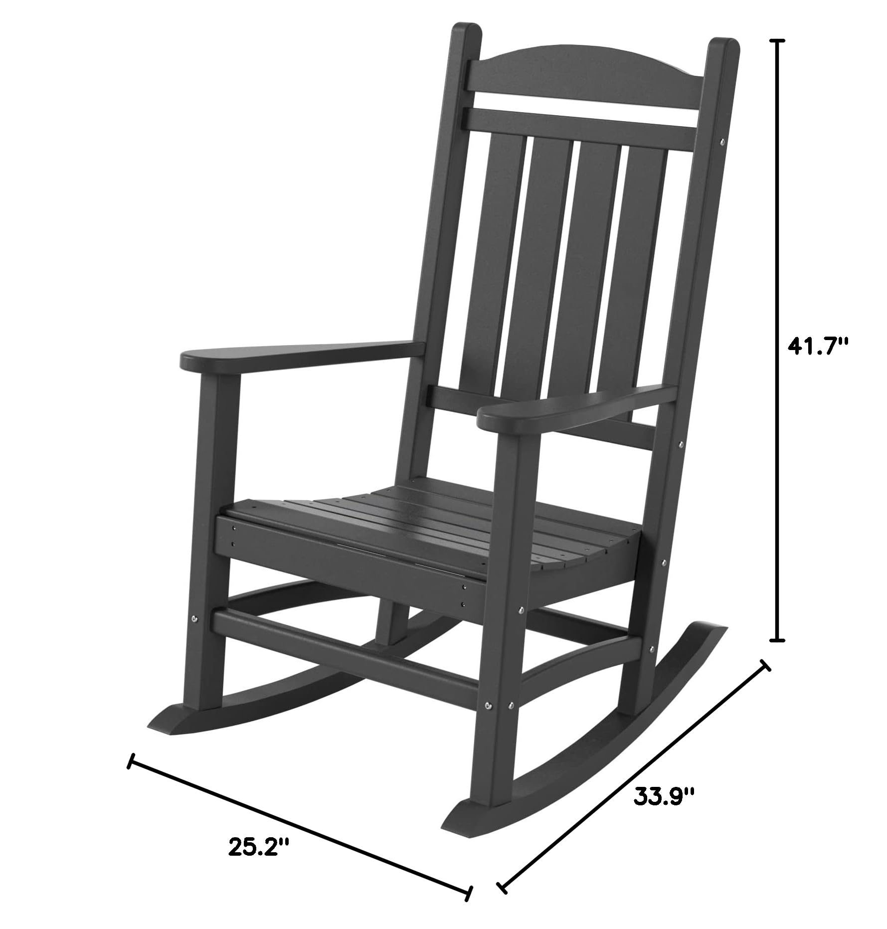 WO Home Furniture 4-Piece Patio Rocking Chair Set - Traditional Outdoor HDPE Rocking Chairs with UV & Weather Resistance (Grey) - Perfect for Porch, Garden, Deck & Backyard Relaxation