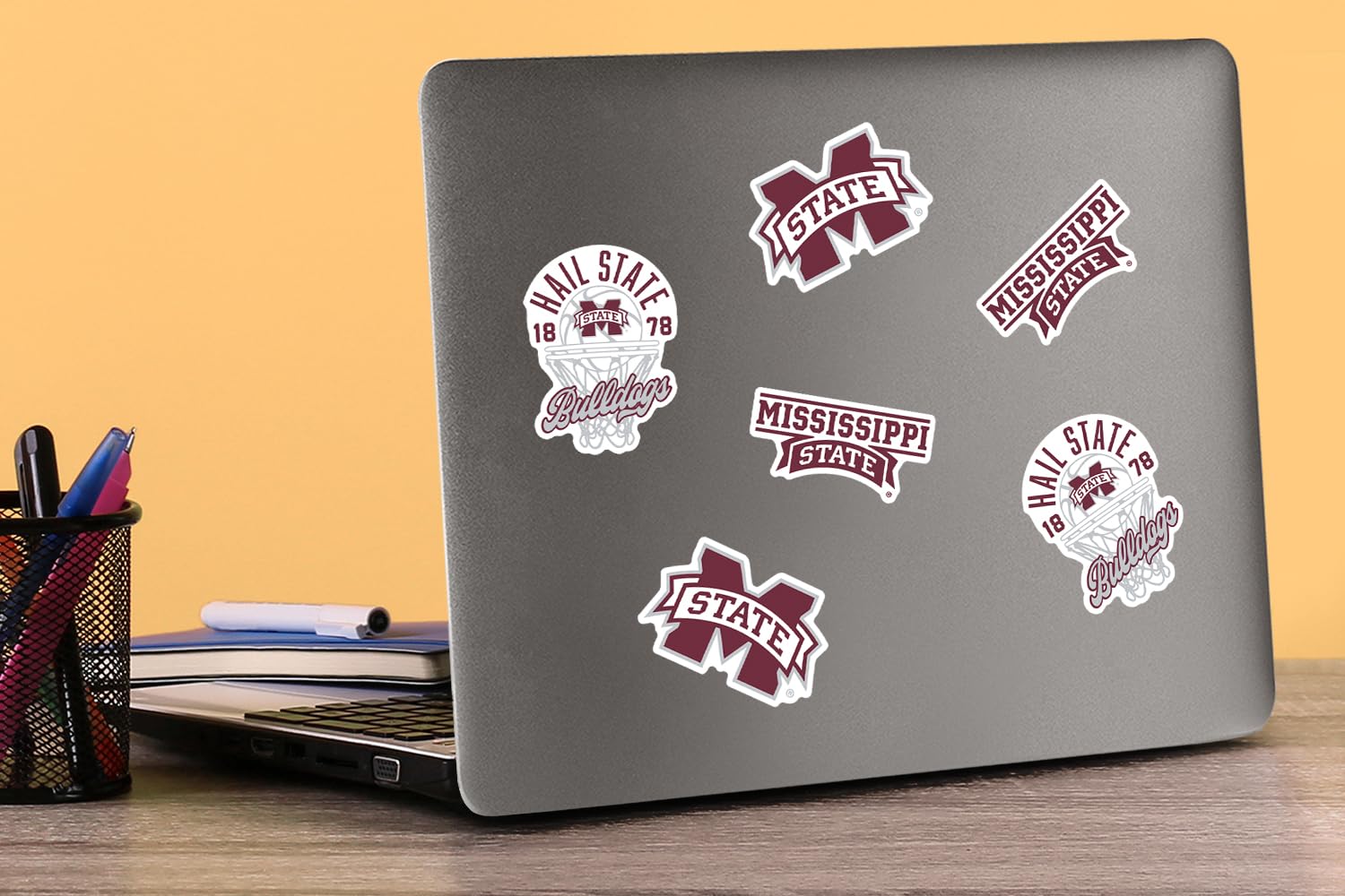 Mississippi State University Basketball 50-Piece Vinyl Sticker Pack - Large, Durable Decals for Laptop, Water Bottle, Scrapbook, Tablet & Skateboard - Indoor & Outdoor Use - Perfect for Fans, DIY Crafts & School Spirit