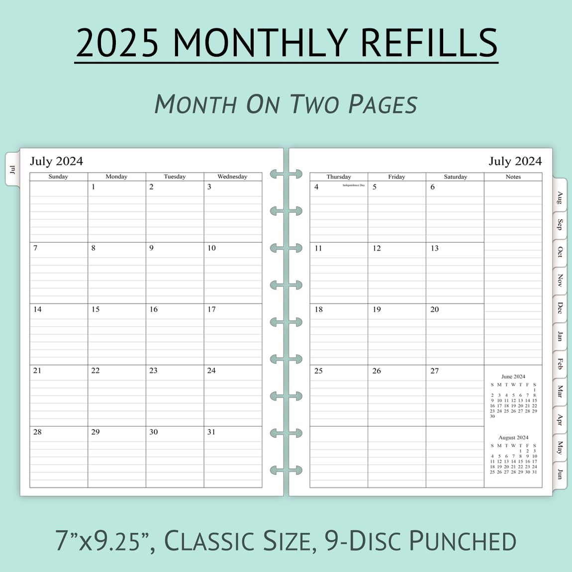Newestor 2025 Monthly Planner Refills for Happy Planner Classic Size (7