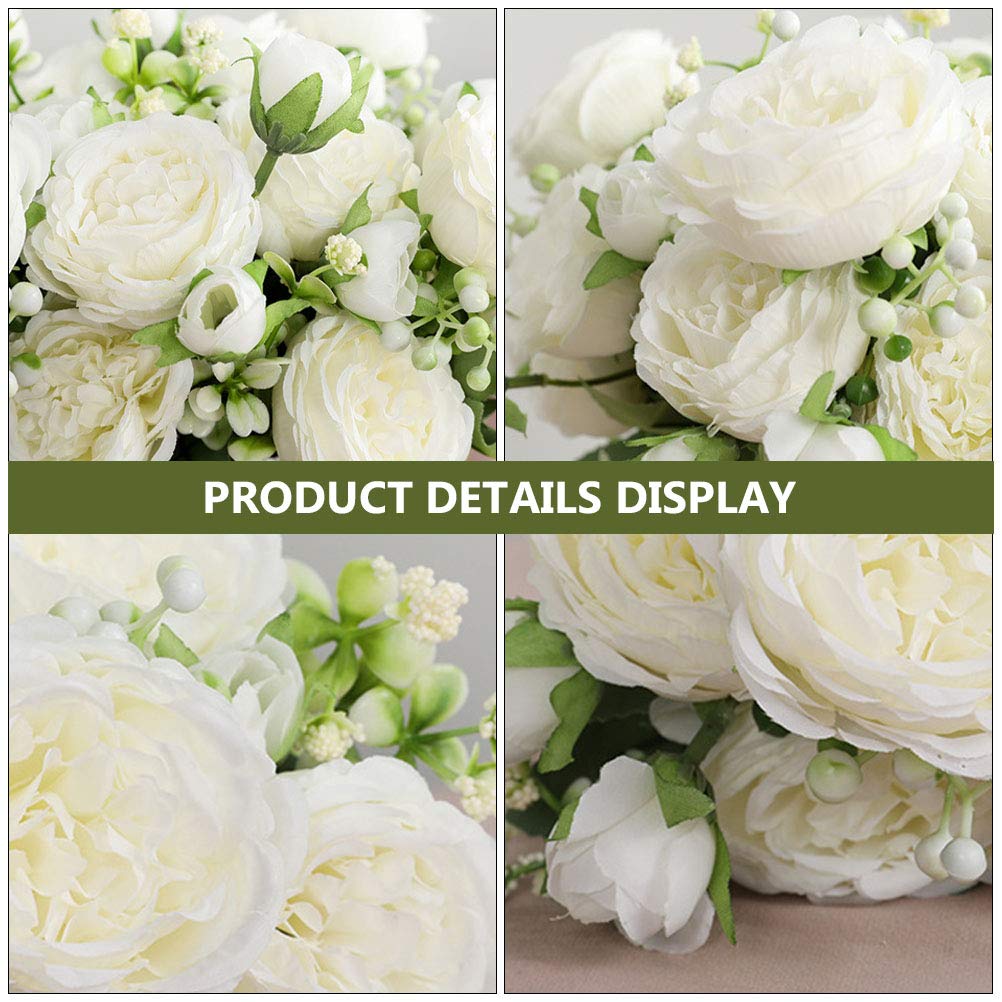 ABOOFAN 1pc White Artificial Silk Rose Bouquet - Realistic Fake Roses for Wedding, Banquet & Photo Props - Perfect for Romantic Decor, Home Centerpieces and Special Occasions