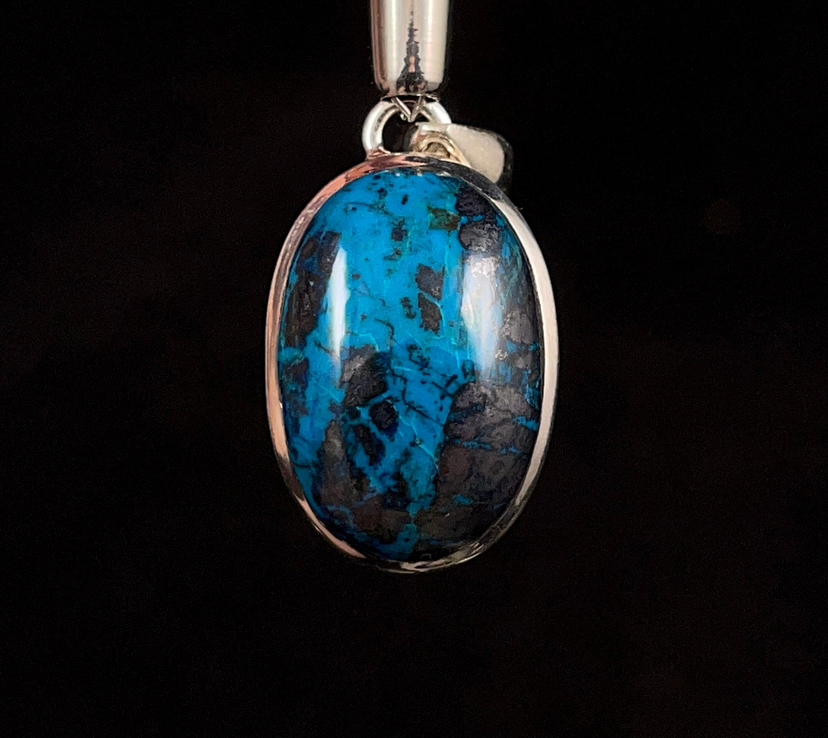 CHRYSOCOLLA & CUPRITE Crystal Pendant Necklace - Sterling Silver Oval Gemstone Jewelry - Healing Crystals for Energy & Balance - Perfect for Meditation, Yoga & Spiritual Healing