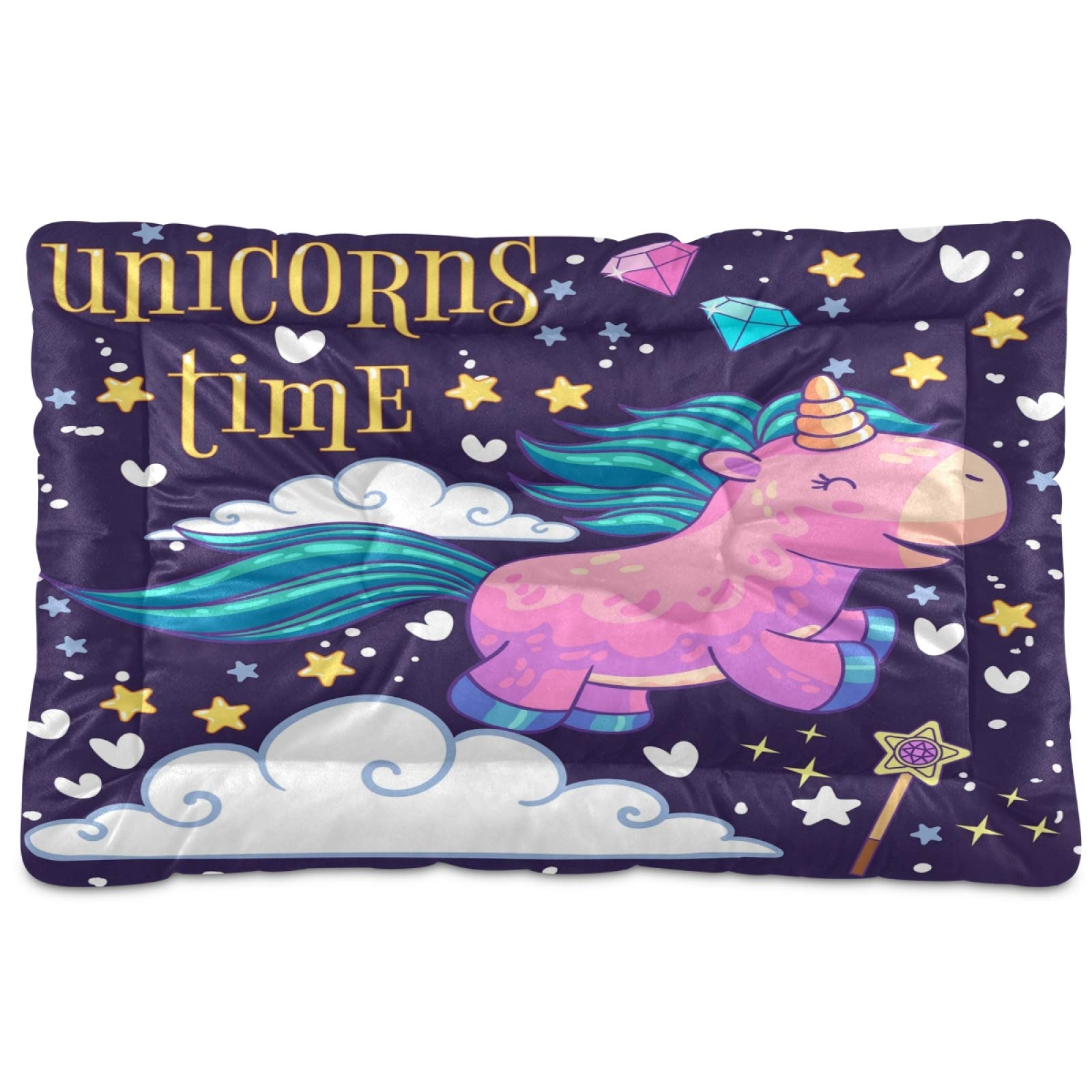 KEEPREAL Pink Pony Unicorn Pet Bed - Ultra Soft Rectangle Dog & Cat Bed for Small Medium Pets (24x18in) - Calming Comfort for Puppies, Kittens - Perfect for Bedroom, Living Room & Travel
