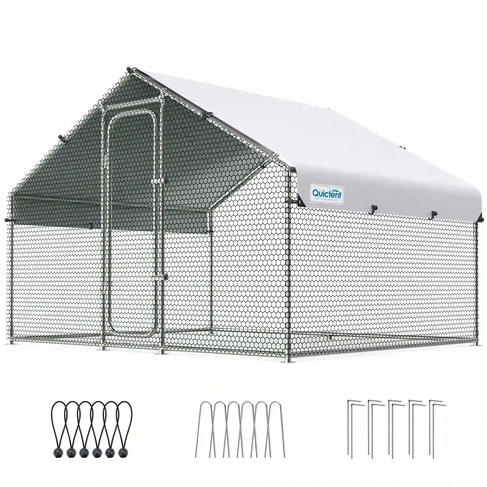 Large Metal Chicken Coop Run - Durable Outdoor Poultry Pen for Hens & Roosters - Perfect for Backyard Farming & Free Range Chicken Keeping