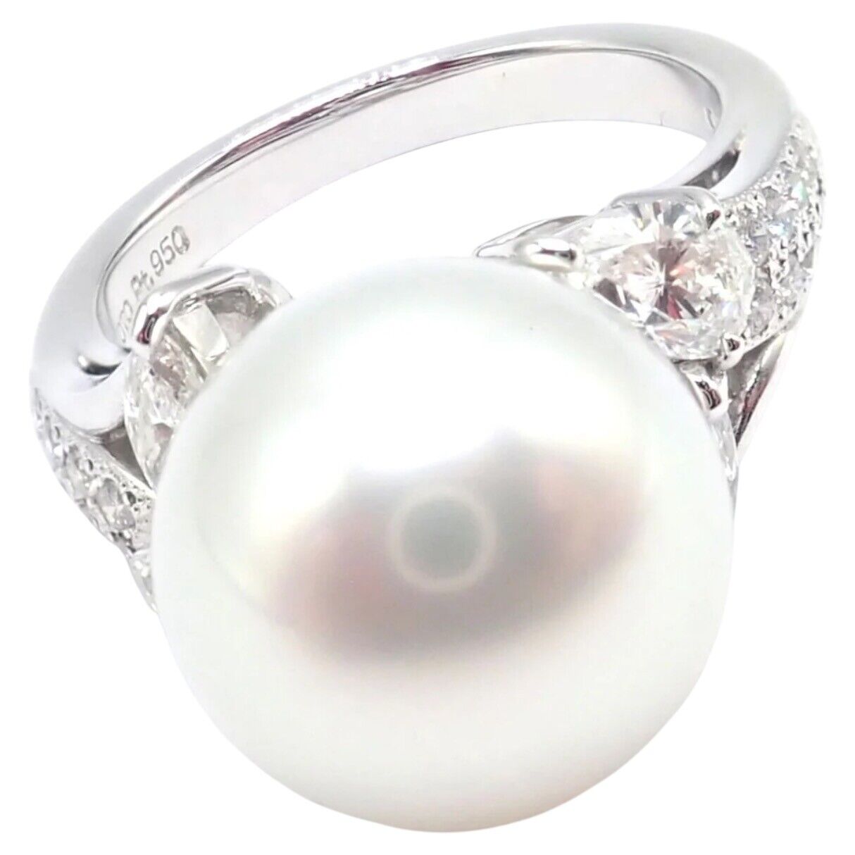 Authentic Mikimoto Platinum Diamond 12.5mm South Sea Pearl Ring - Luxury Jewelry for Weddings, Anniversaries & Special Occasions