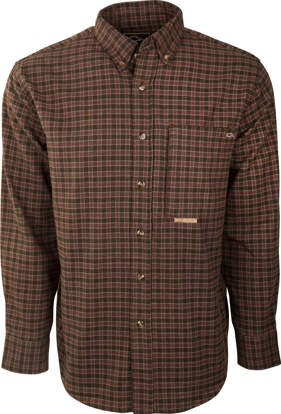 Drake Waterfowl Men's Autumn Brushed Twill Shirt - Comfortable Hunting & Outdoor Flannel Shirt for Fall Season | Ideal for Hunting, Camping & Casual Wear