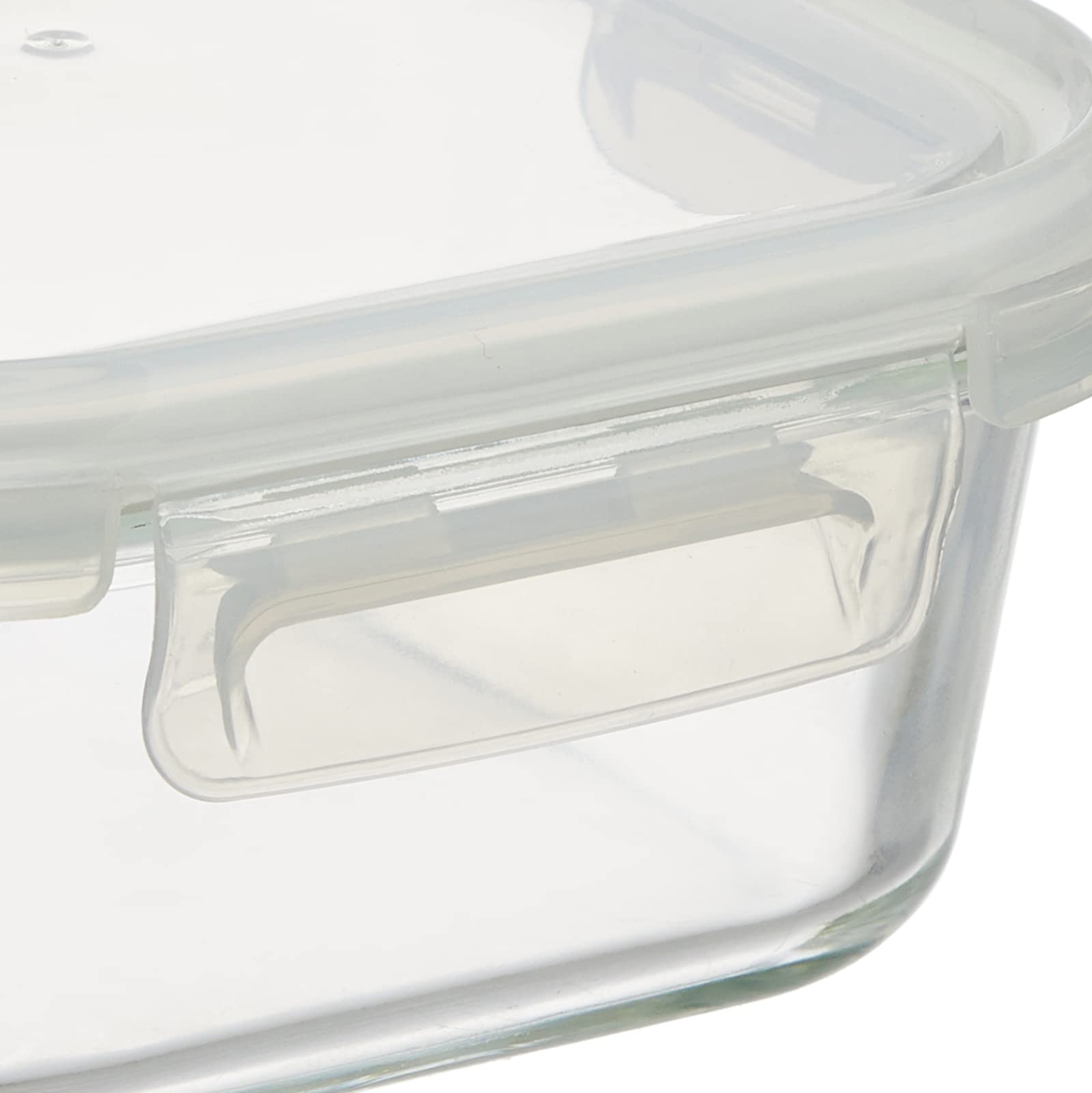 Solimo Borosilicate Glass Food Storage Containers with Fresh-n-Lock Lids - 800ml Square Clear Containers for Meal Prep, Leftovers & Pantry Organization - BPA-Free, Microwave & Freezer Safe