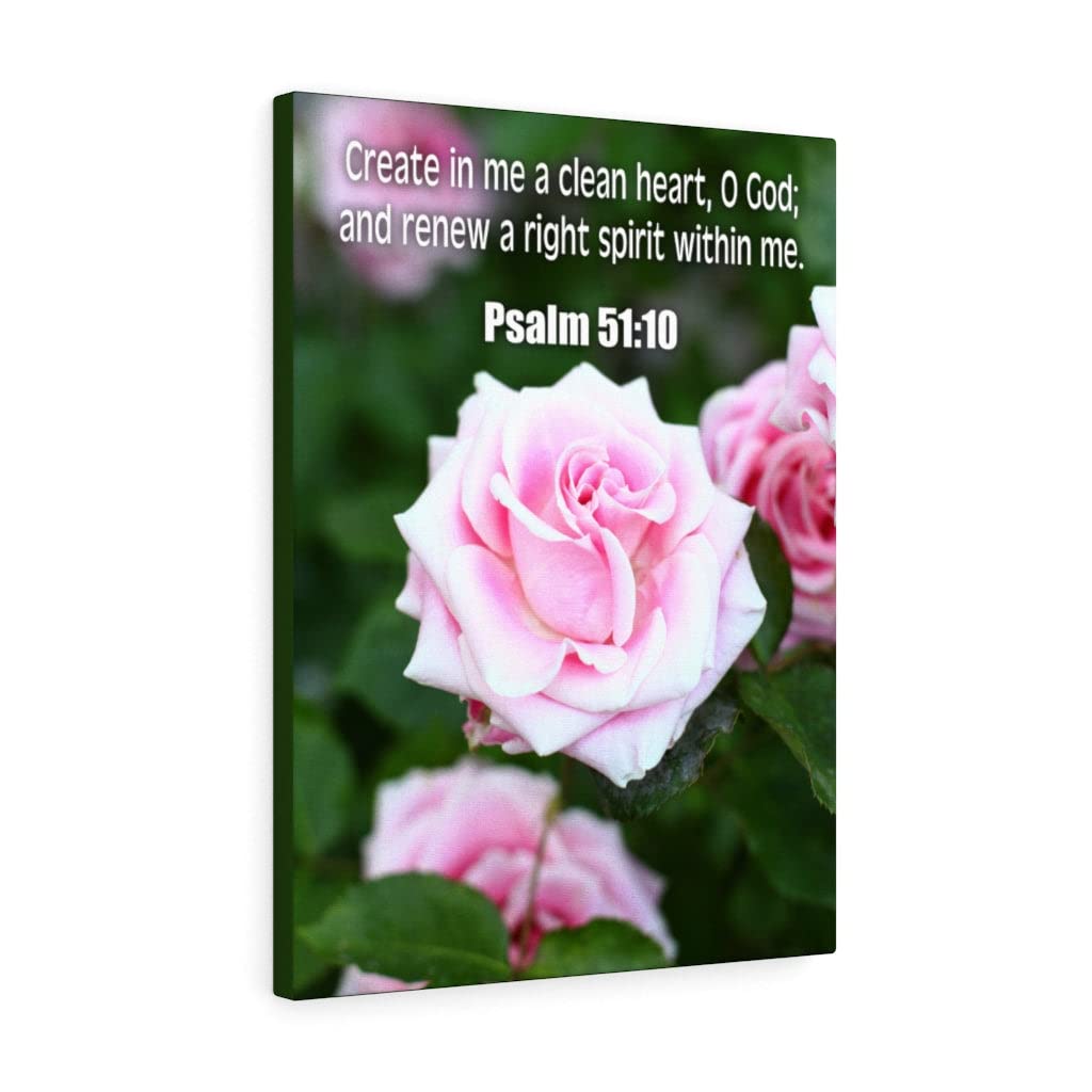 Bible Verse Canvas Art - Psalm 51:10 'Create in Me a Clean Heart' Christian Wall Decor - Perfect for Home, Church & Prayer Room Inspiration