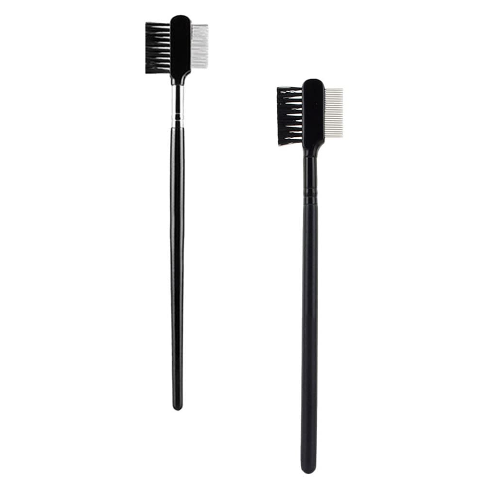 Double-Sided Brow & Mascara Brush - 2pcs for Perfect Eyebrows & Lashes - Makeup Essential for Women