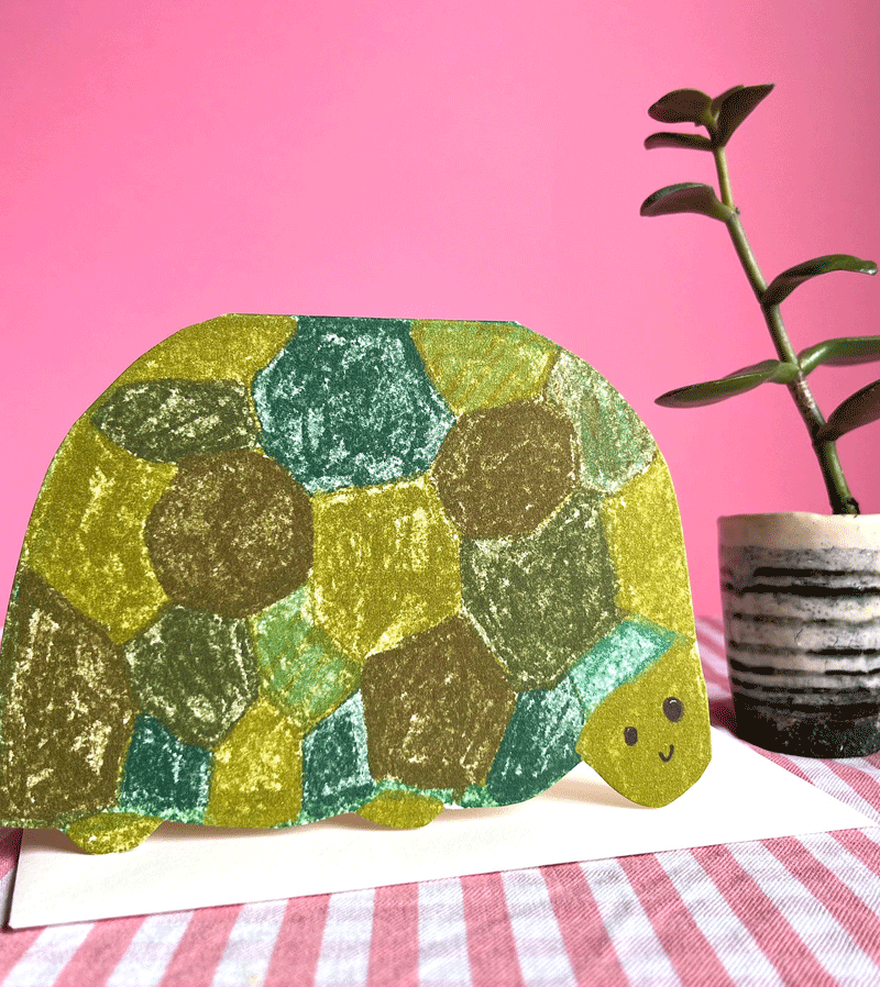 Laura Skilbeck Handmade Cutout Tortoise Turtle Greeting Card - Perfect for Birthdays, Thank You Notes & Special Occasions