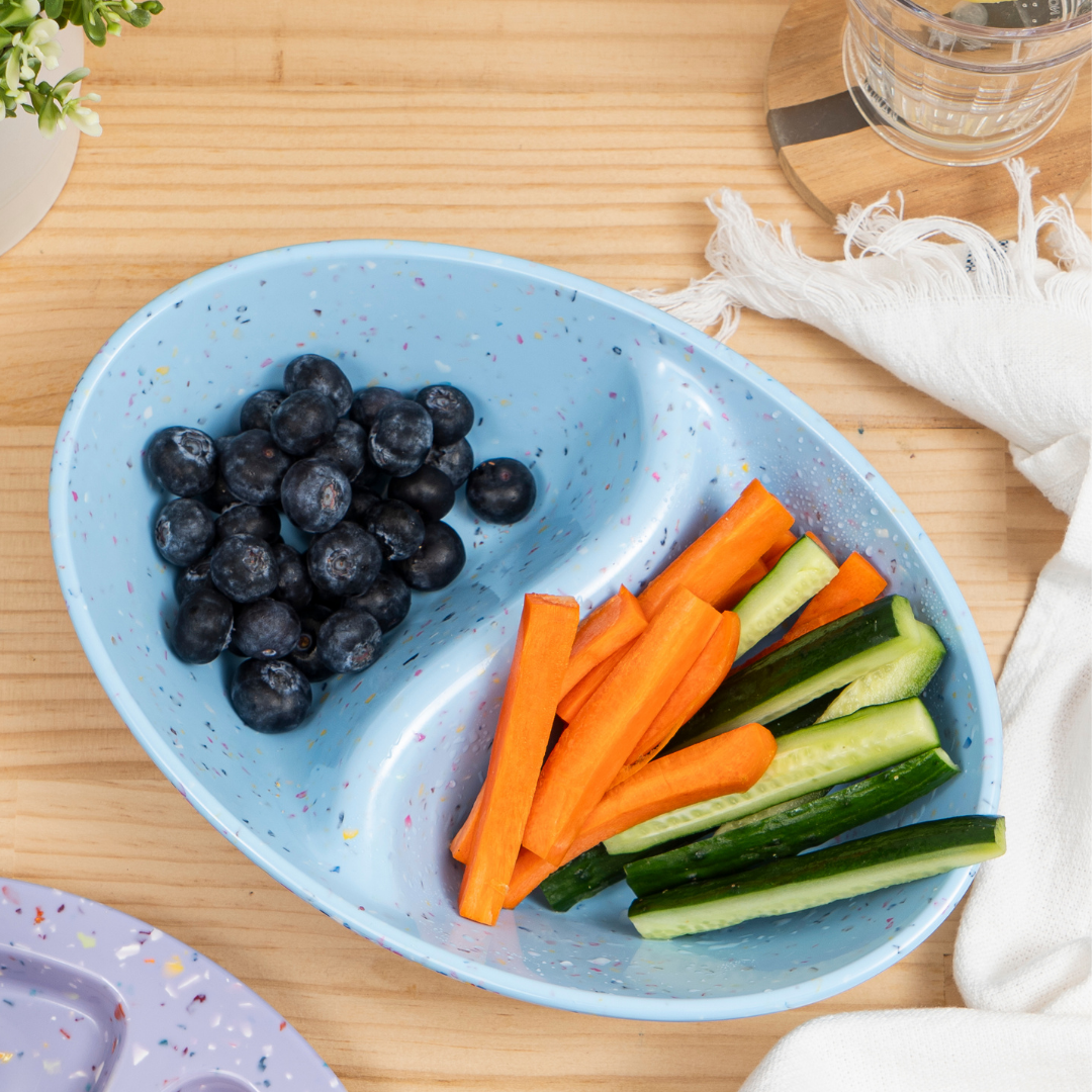2PC Confetti Divided Serving Dish - Blue Ceramic Appetizer Platter for Parties, Snacks, and Charcuterie | Perfect for Entertaining, Weddings, and Holiday Gatherings