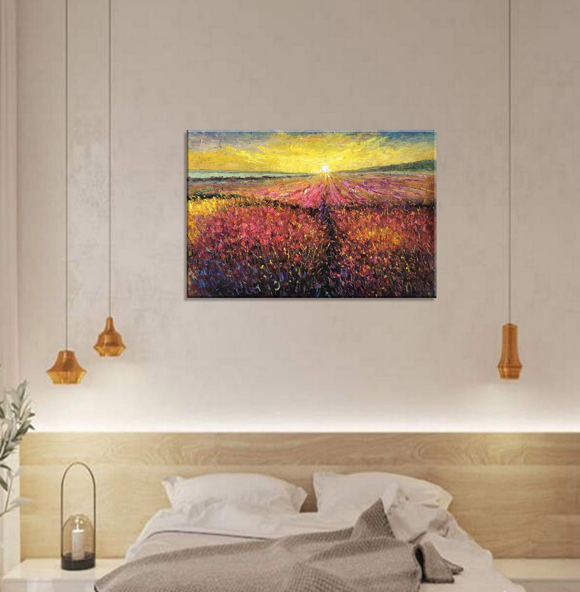 Large Original Landscape Oil Painting - Modern Wall Art for Living Room, Bedroom & Coffee Shop Decor - Handmade Canvas Artwork