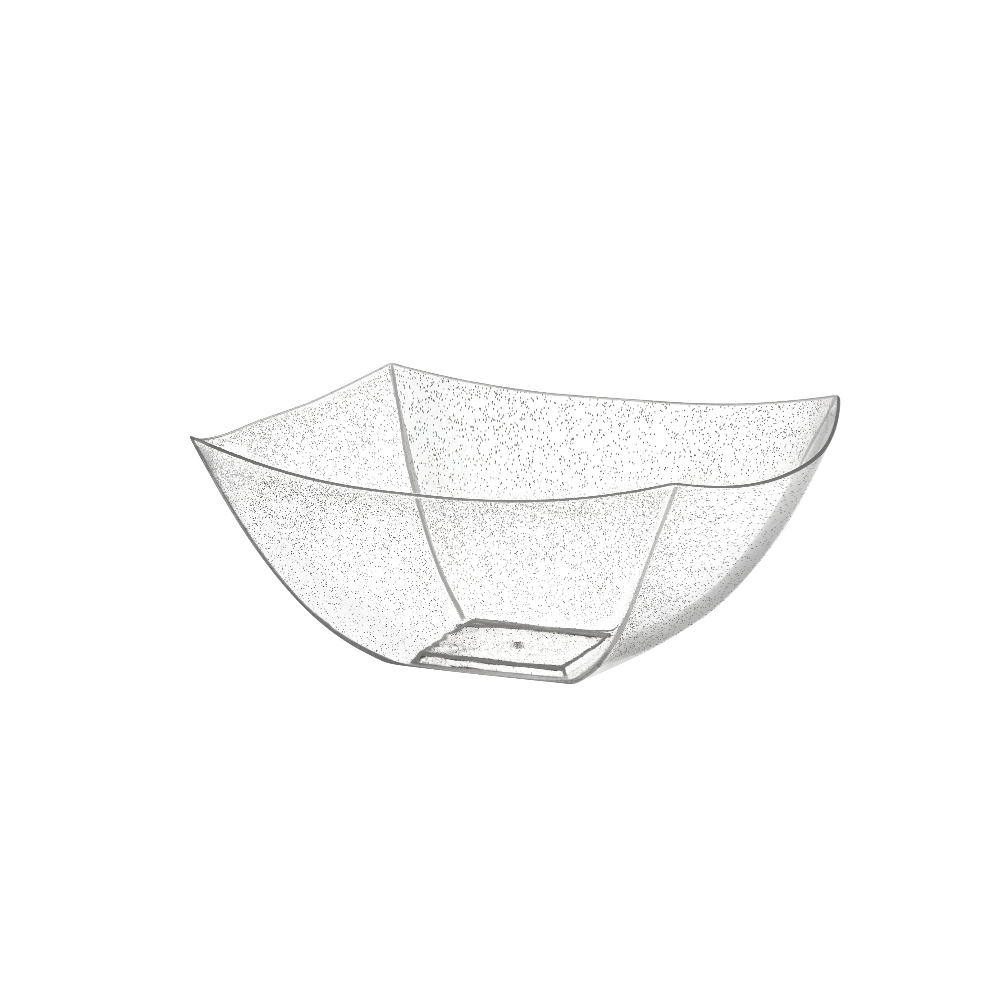 Square Silver Glitter Serving Bowls - Set of 4 | Elegant Party Dessert Bowls for Candy, Snacks, Ice Cream & Entertaining