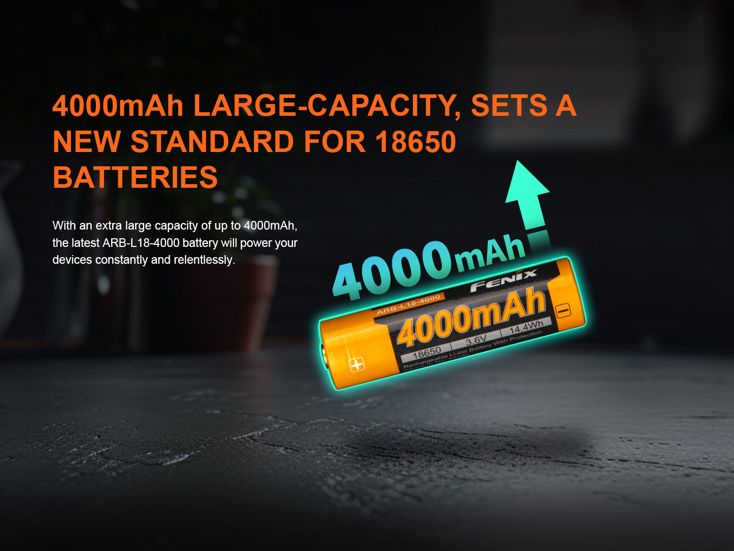 Fenix ARB L18 4000mAh High Capacity Rechargeable 18650 Battery - Perfect for Flashlights, Vaping Devices & Portable Electronics