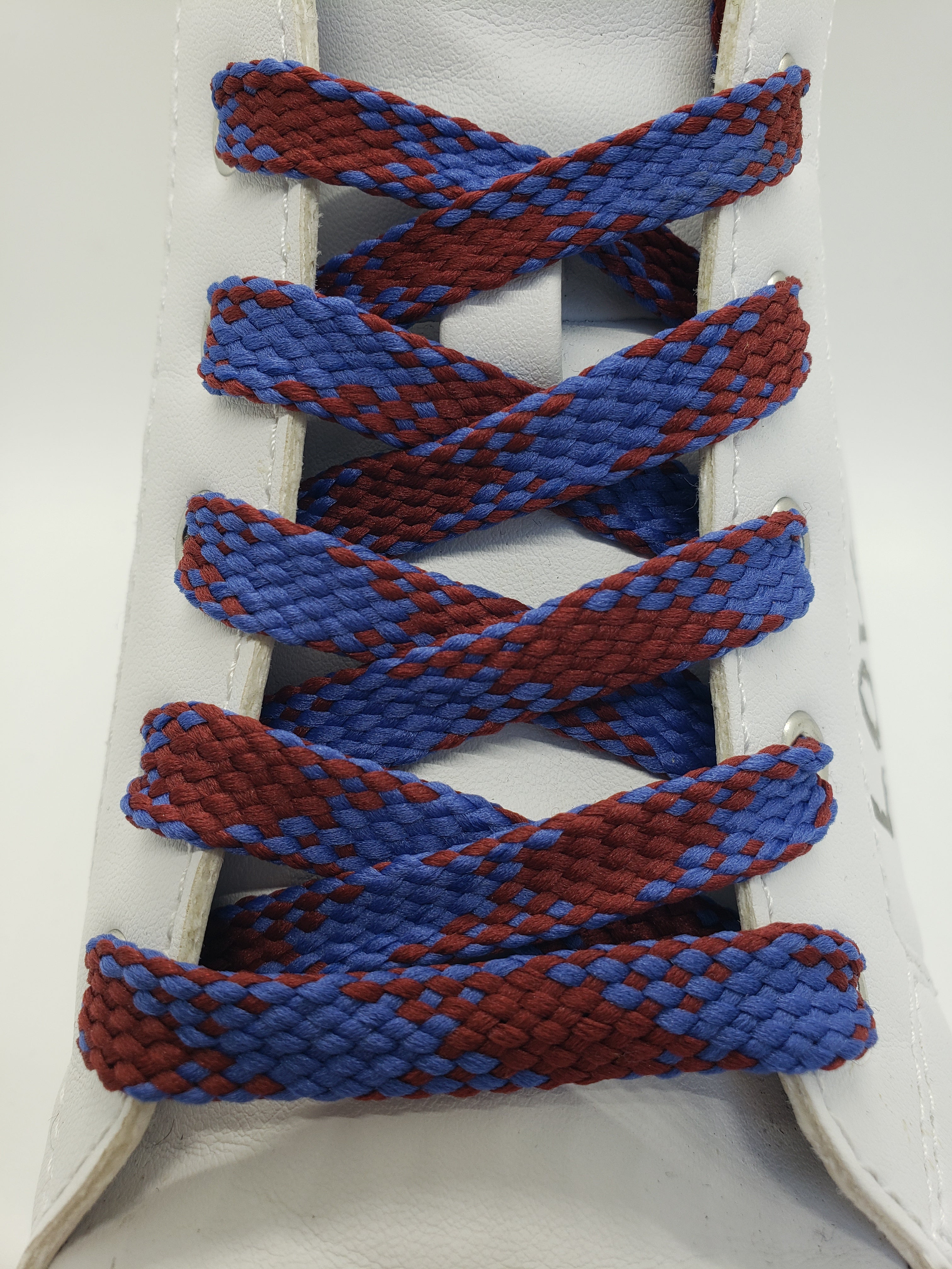 Premium Flat Argyle Shoelaces - Maroon & Navy Blue Pattern - Durable Dress Shoe Laces for Oxfords, Loafers & Formal Shoes - Perfect for Business, Office & Special Occasions