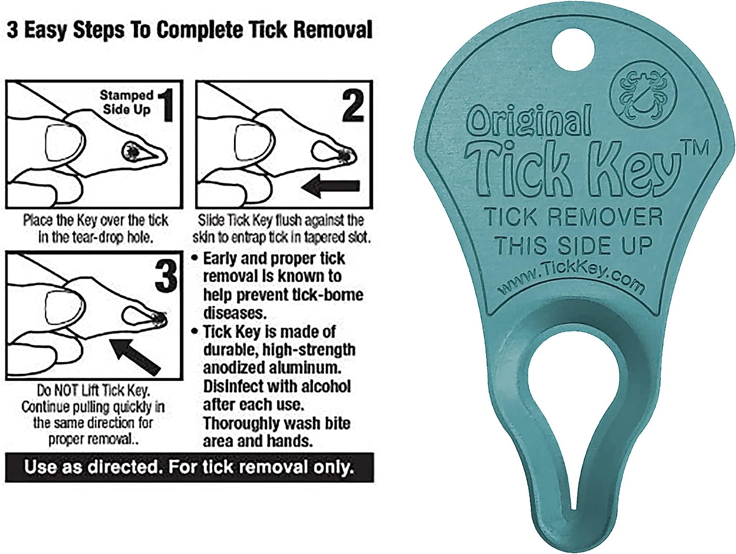 Original TickKey - Safe & Easy Tick Removal Tool for Dogs, Cats & Humans - Perfect for Hiking, Camping & Outdoor Adventures