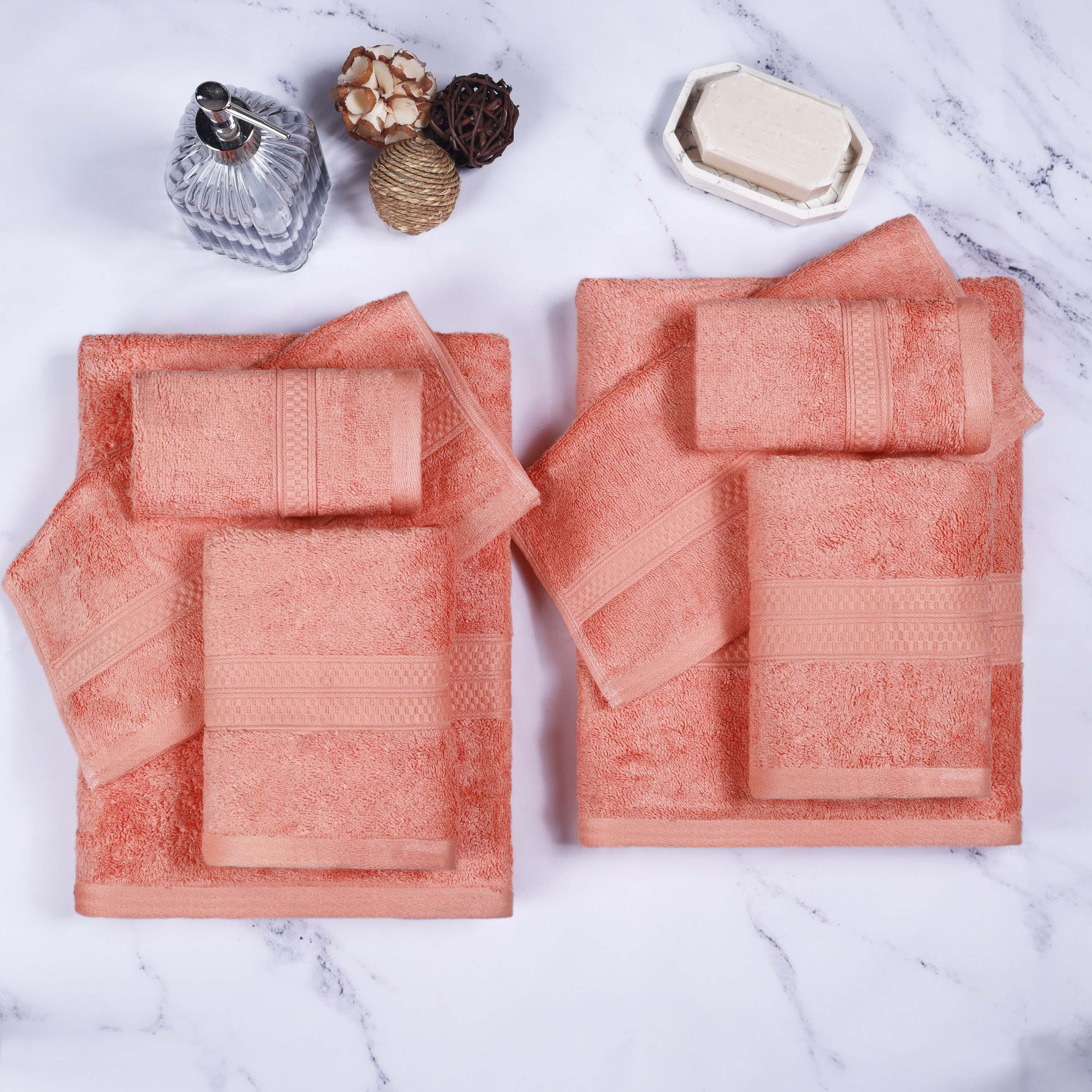 Ultra Soft Rayon Bamboo Cotton Blend 8-Piece Towel Set - Luxurious Bath & Spa Towels for Home, Hotel, and Gift Use