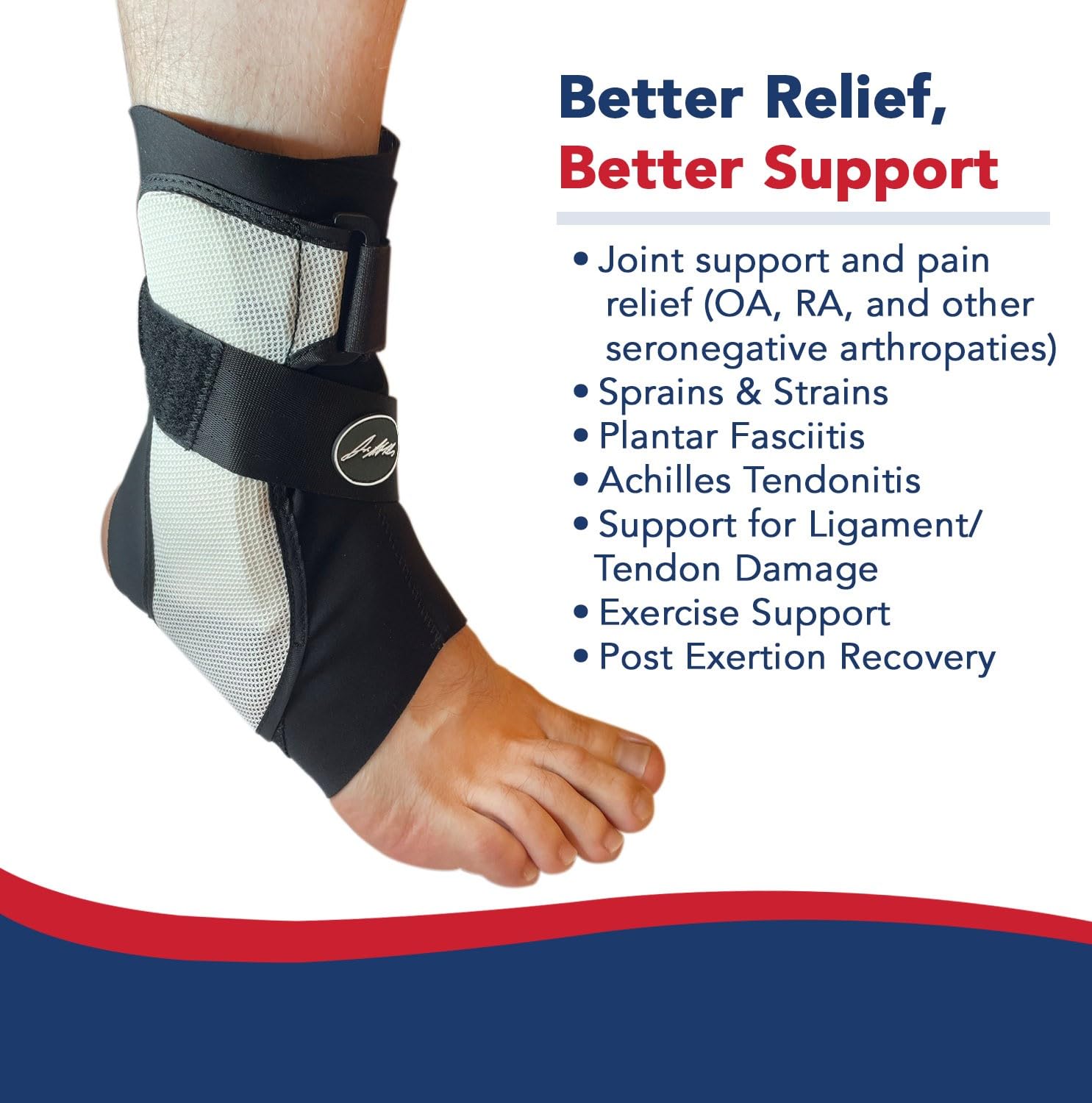 **Dr. Arthritis Medici Orthopedic Ankle Brace with Integrated Splint - Support for Sprains, Achilles Tendonitis & Peroneal Tendonitis (Size L, Right Foot) - Ideal for Running, Hiking & Post-Injury Recovery**
