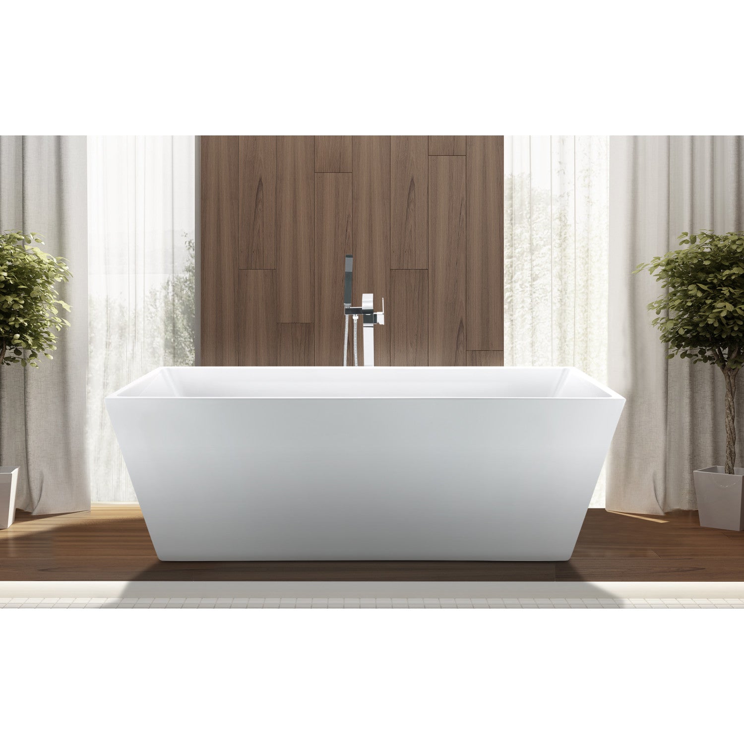 Aqua Eden 53 Inch Acrylic Freestanding Bathtub - Glossy White Rectangular Soaking Tub with Drain | Perfect for Master Bathroom & Spa Relaxation