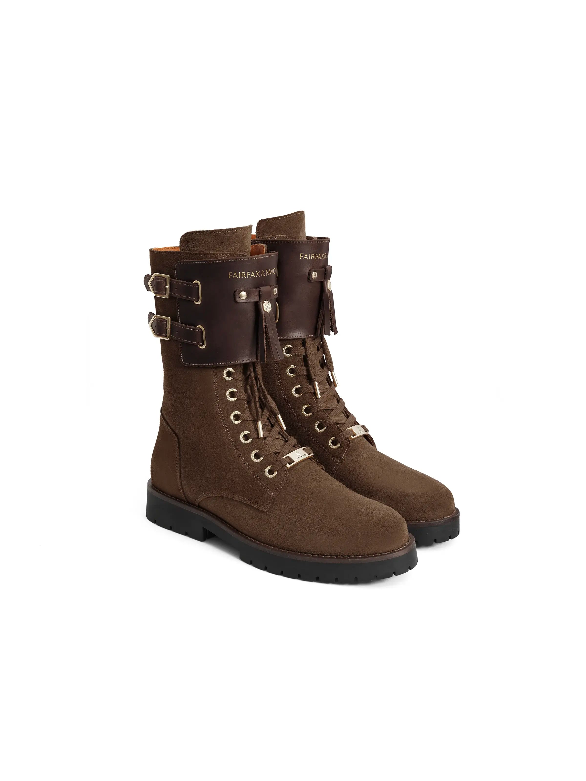 Windsor Combat Boots for Women - Chocolate Suede Leather Ankle Boots - Perfect for Fall Fashion, Outdoor Hiking & Street Style