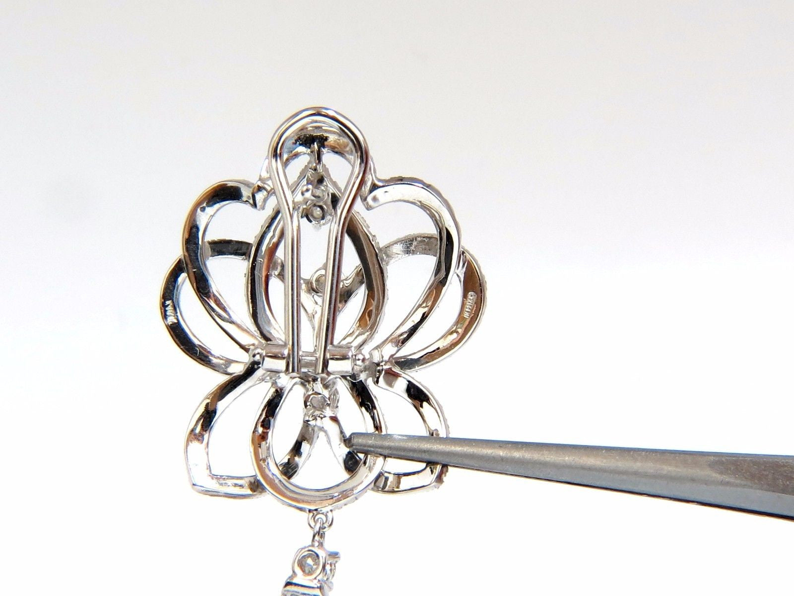 5.40ct Natural Diamond Cluster Dangle Drop Earrings in 18K Gold - Elegant Deco Style for Weddings & Evening Events