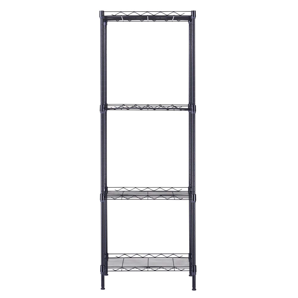 4-Tier Adjustable Metal Storage Rack - Heavy Duty Wire Shelving Unit for Pantry, Closet, Kitchen, Laundry & Bathroom Organization (Black, 4-Tier) - Perfect for Home, Office & Garage Storage Solutions