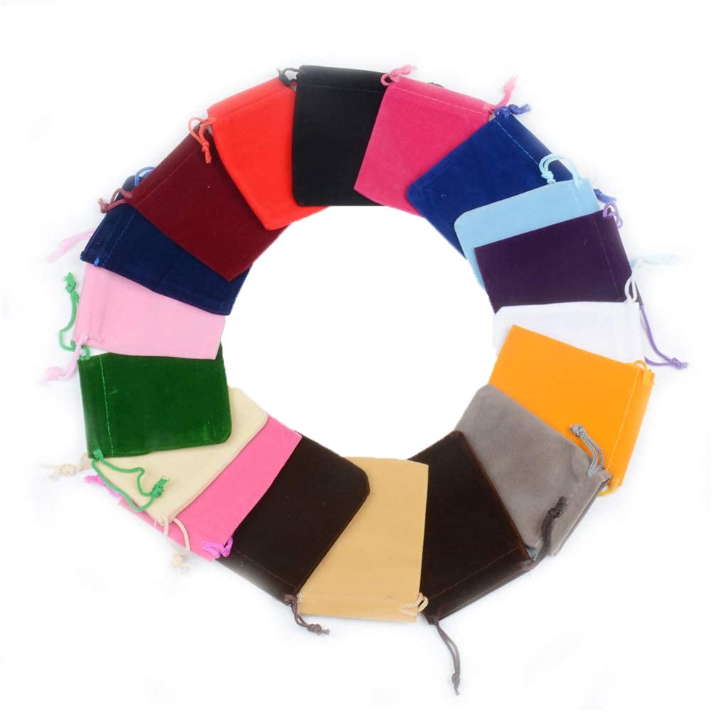 50pcs Velveteen Drawstring Bags - Small Velvet Jewelry Pouches for Candy, Gifts & Party Favors (3.5