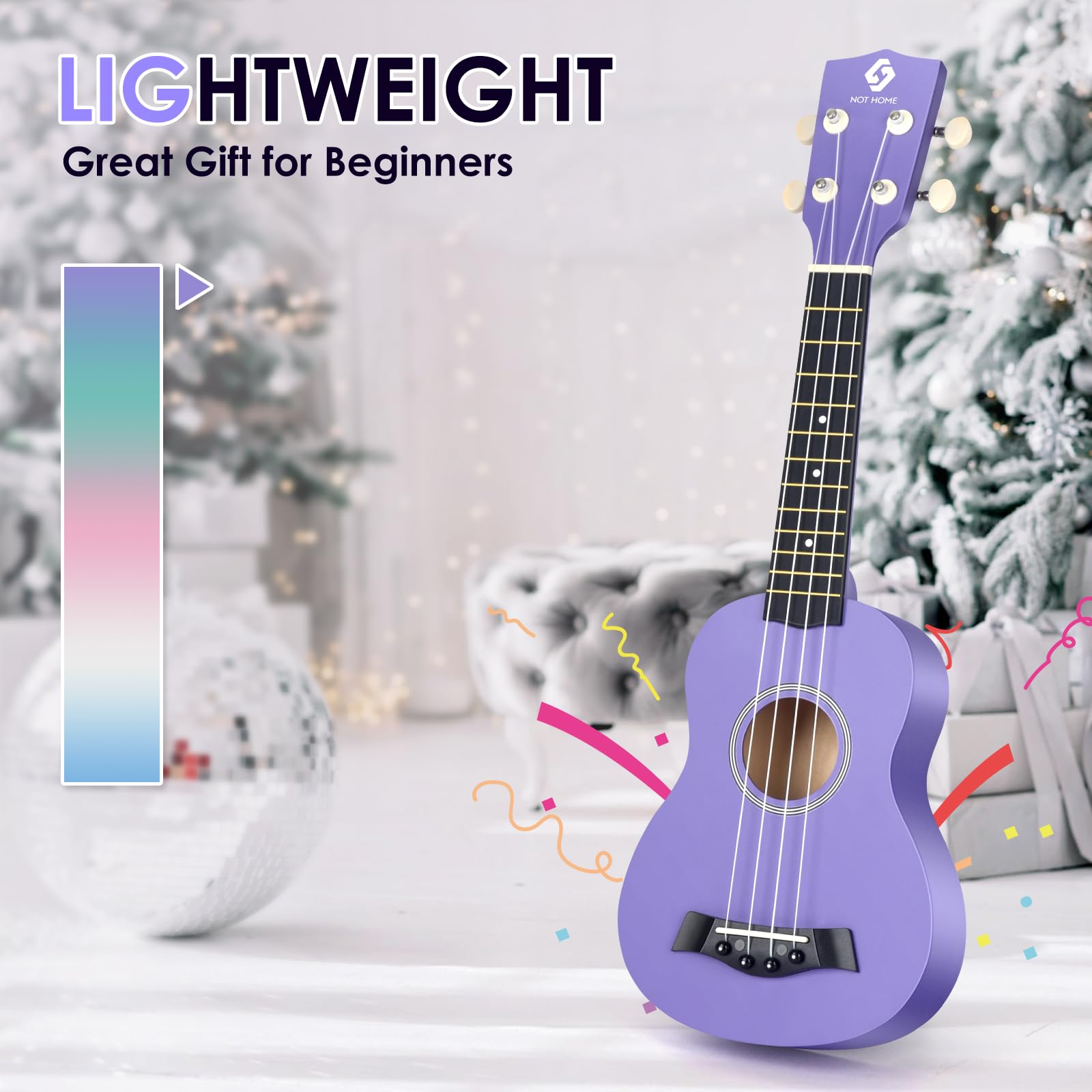 Soprano Ukulele for Beginners & Adults - 21 Inch Hawaiian Basswood Ukulele with 4 Strings, Perfect for Kids & Students (Purple) - Great for Travel, Beach Parties & Music Lessons