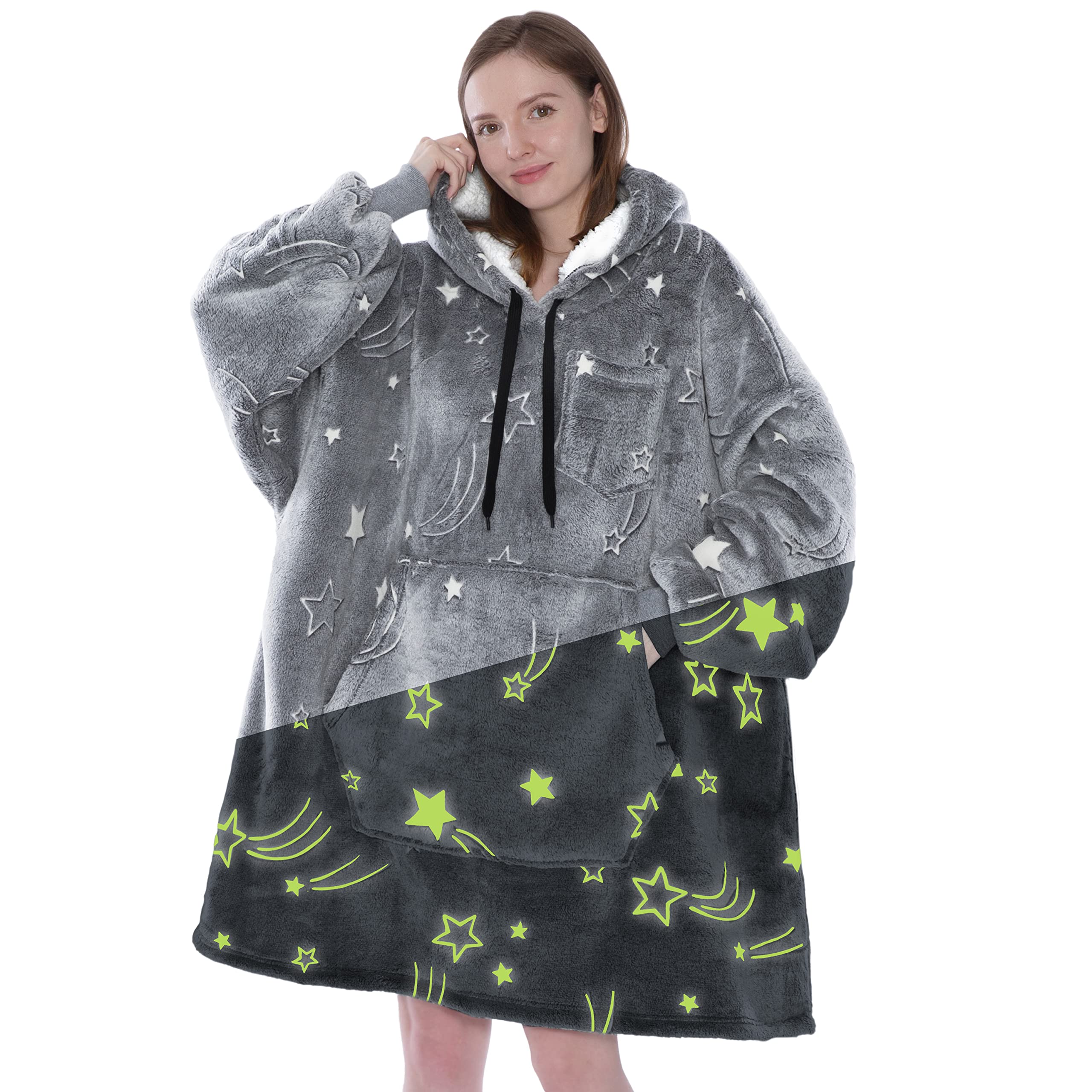 PAVILIA Women's Sherpa Wearable Blanket Hoodie - Oversized Cozy Fleece Sweatshirt Blanket with Hood for Men & Women | Perfect for Lounging, Netflix Nights & Outdoor Camping