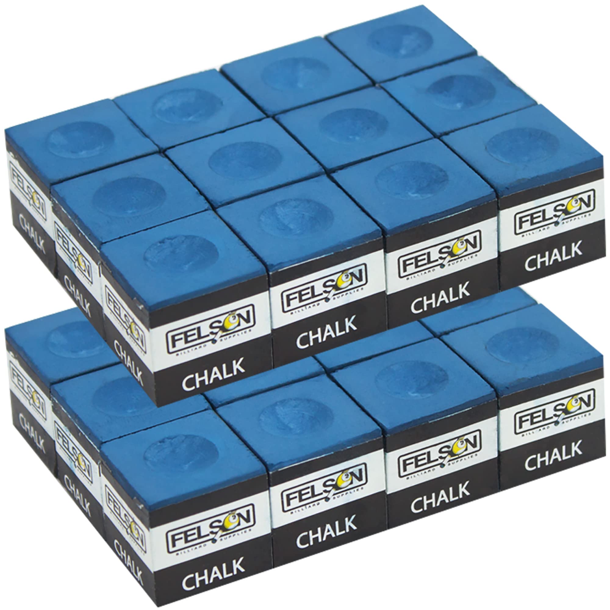 Felson Premium Pool Chalk Cubes - 12-Pack Billiard Accessories with Storage Box | High-Grip Cue Chalk for Pool Tables | Perfect for Home Game Rooms, Bars & Professional Tournaments