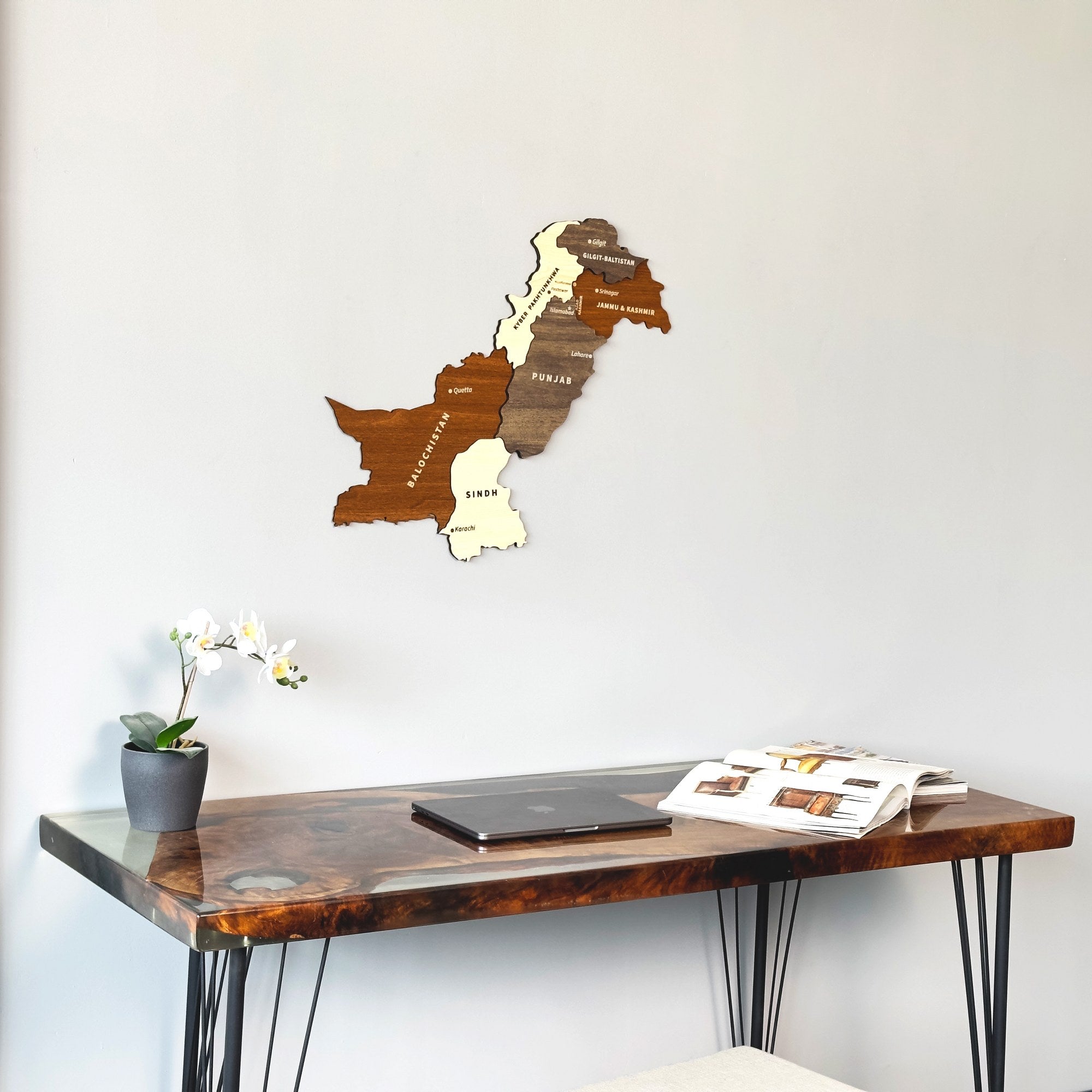 Pakistan Wooden Wall Map - Islamic Wall Art Decor for Home & Office - Perfect for Prayer Rooms, Living Rooms & Gifts