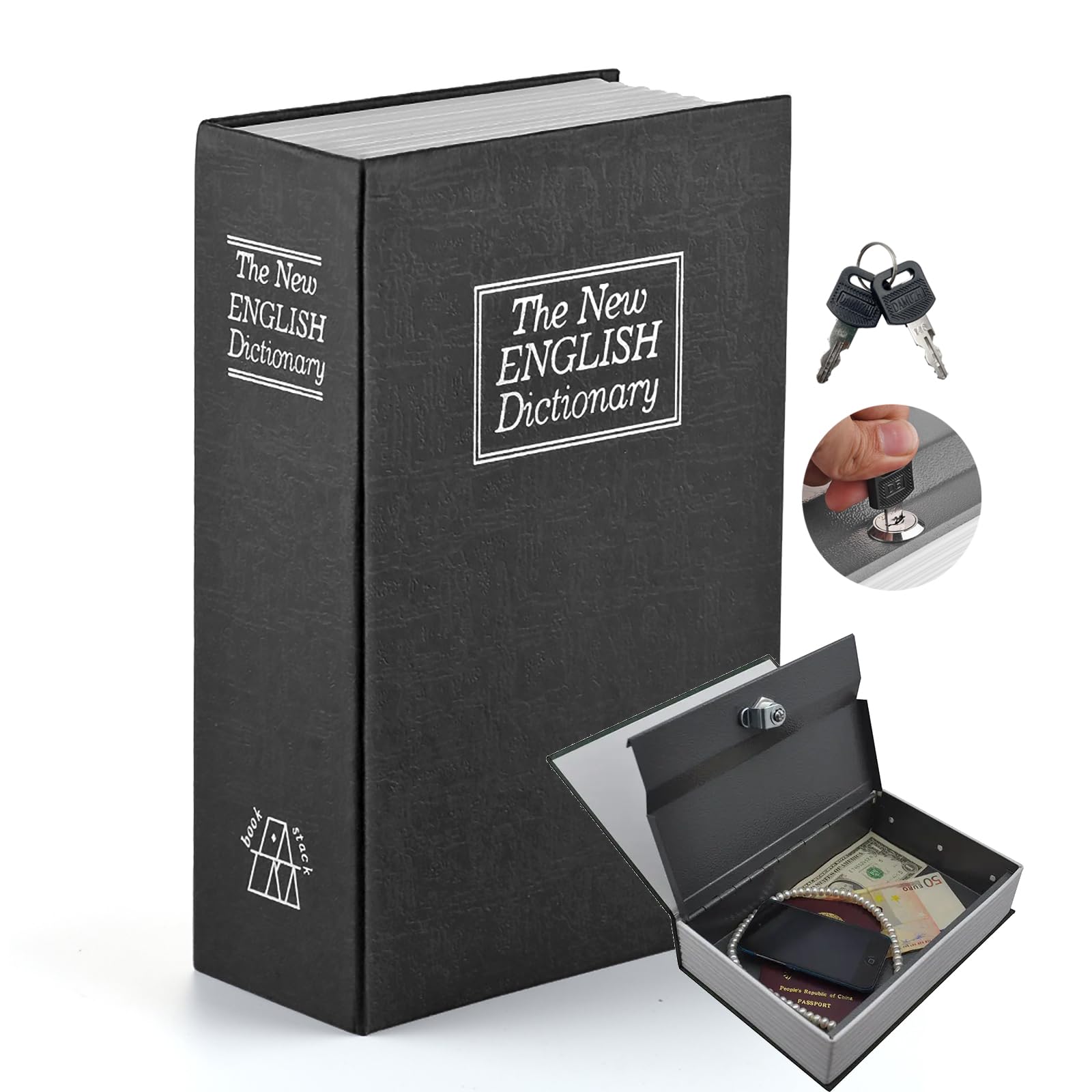 ALLOMN Dictionary-Shaped Book Safe with Combination Lock - Hidden Security Piggy Bank for Cash, Coins & Jewelry | Perfect for Home, Office & Travel Use