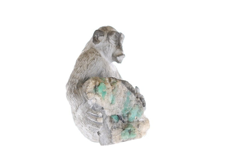 Authentic Colombian Emerald Rough Crystal Sculpture - Chimpanzee Monkey Collector's Item | Perfect for Home Decor, Gift, and Mineral Collection