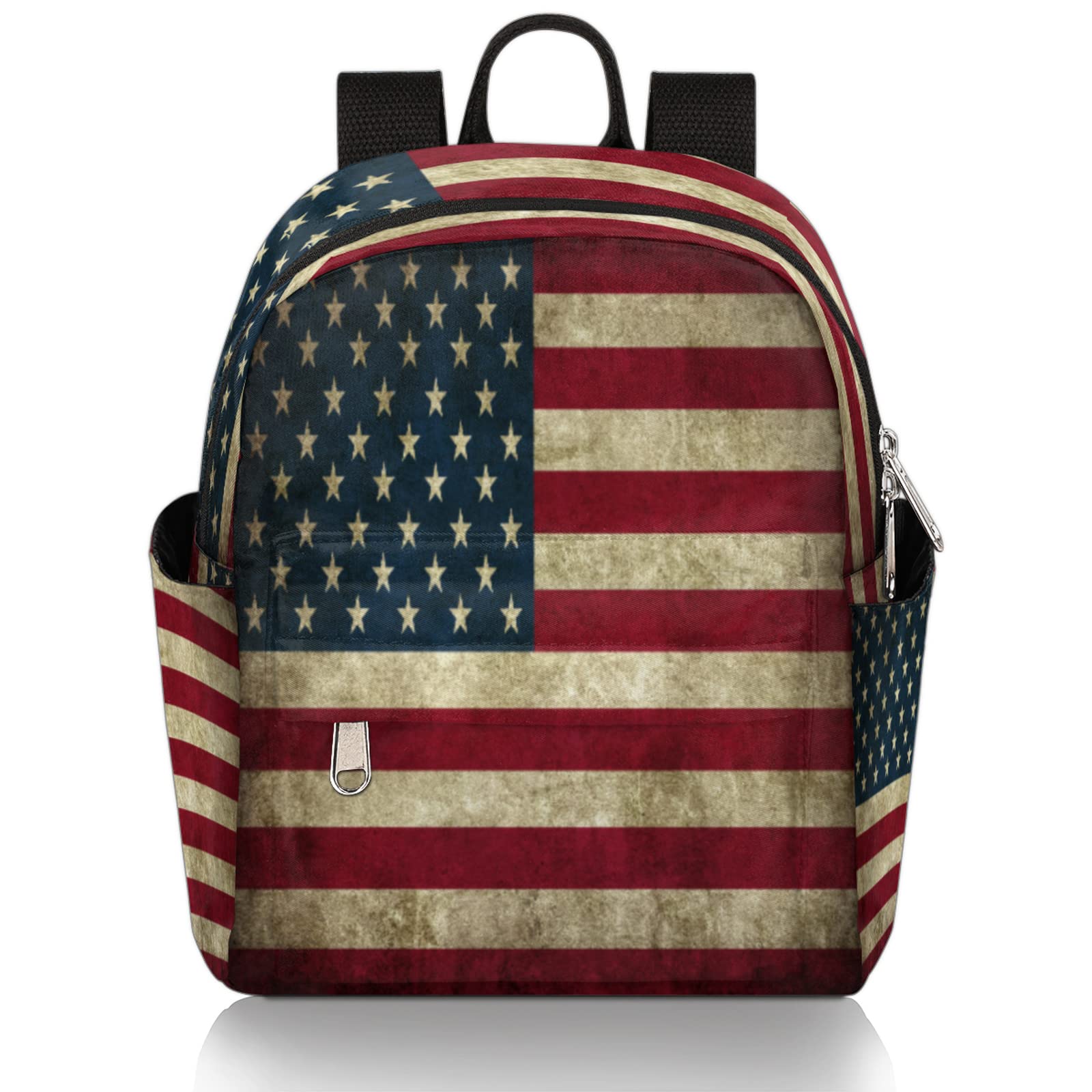 Vintage American Flag Mini Backpack for Women & Girls - Small Lightweight Travel Shoulder Bag, Casual Daypack Purse for School, Work, Shopping & Outdoor Adventures | Fashionable & Functional Backpack